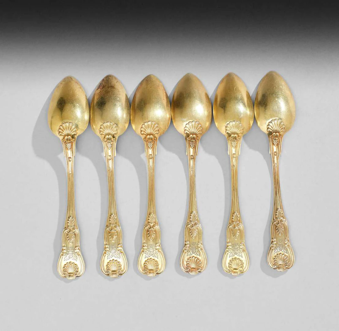 SIX SMALL SPOONS WITH WEAPONS