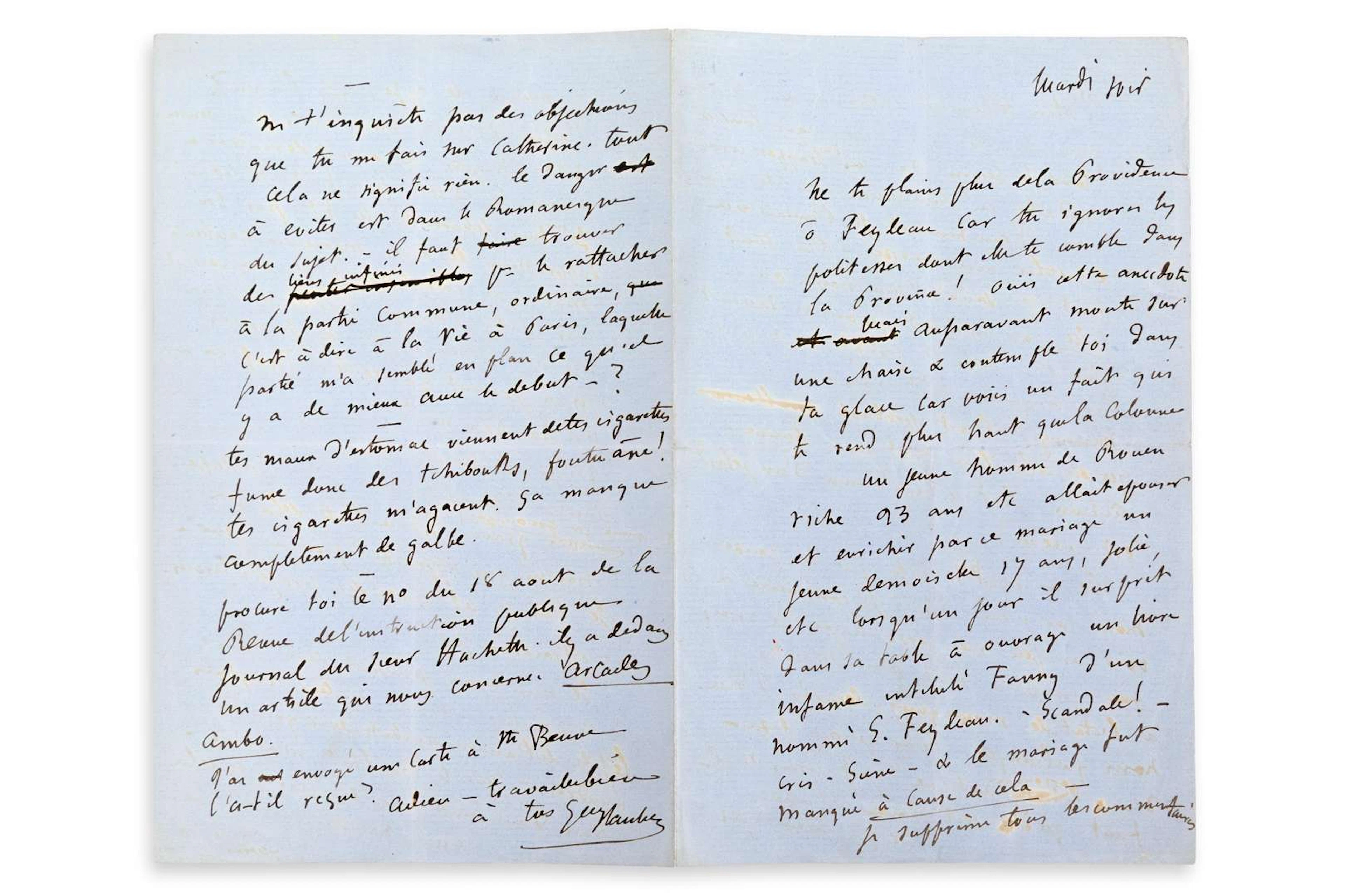 FLAUBERT, Gustave (1821–1880)., L.A.S. ‘Gve Flaubert’, [Croisset]