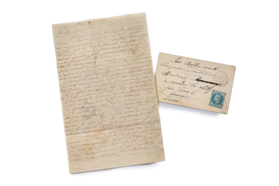 HEAD OFFICE IN PARIS, Airship: City of Orléans. Letter addressed to