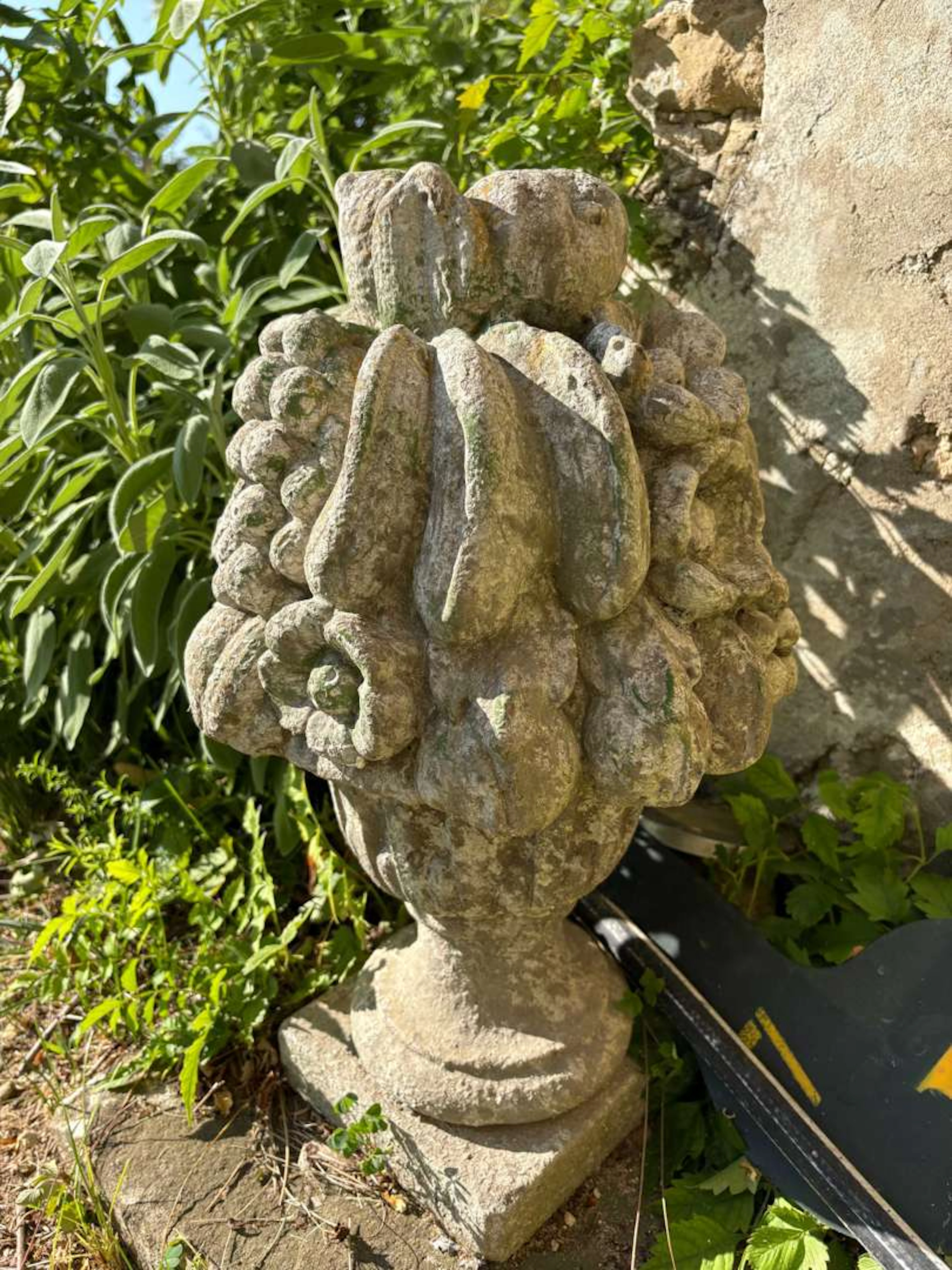 Fruit basket, Garden ornament made from imitation reconstituted stone