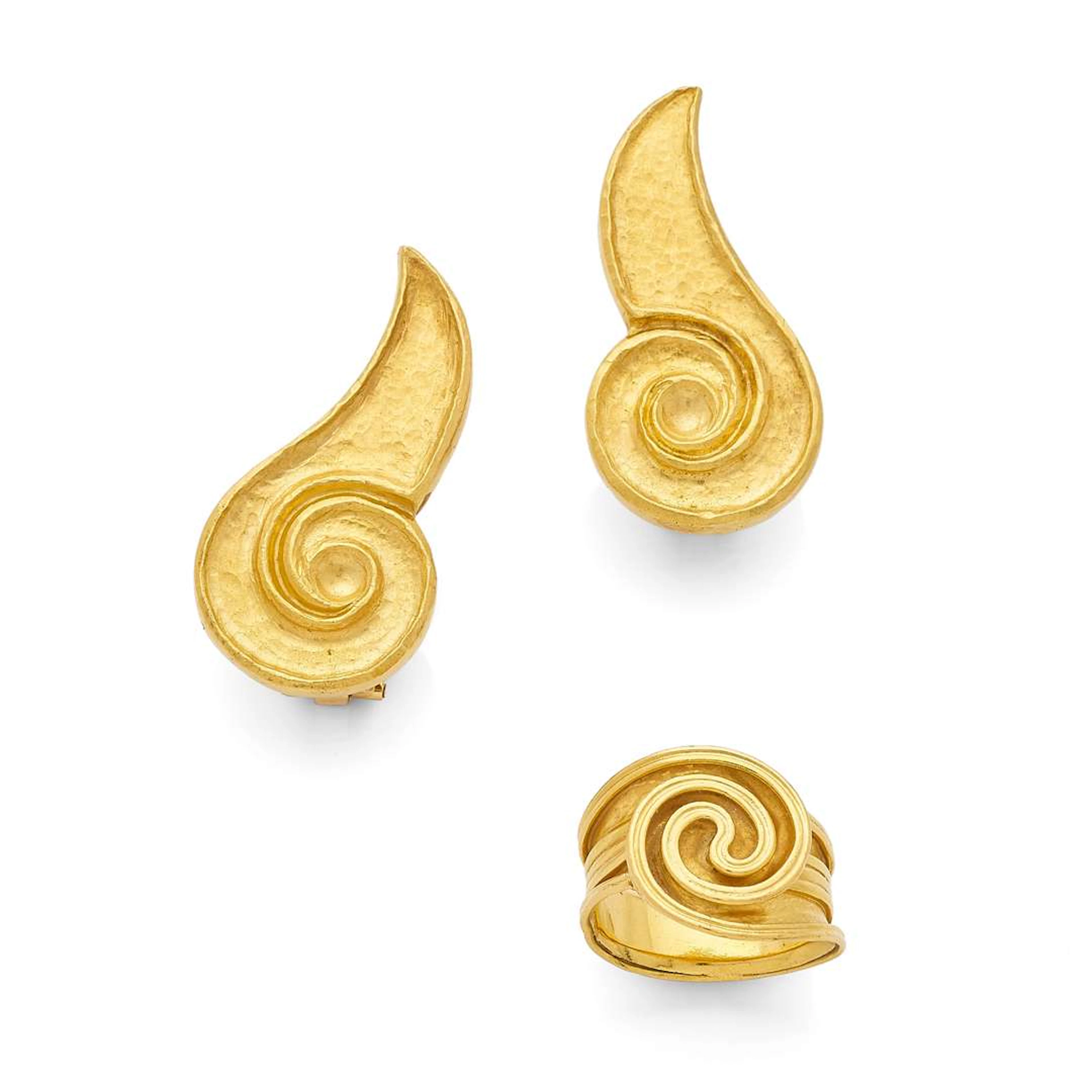 LALAOUNIS, A pair of “Tourbillon” ear clips and a ring