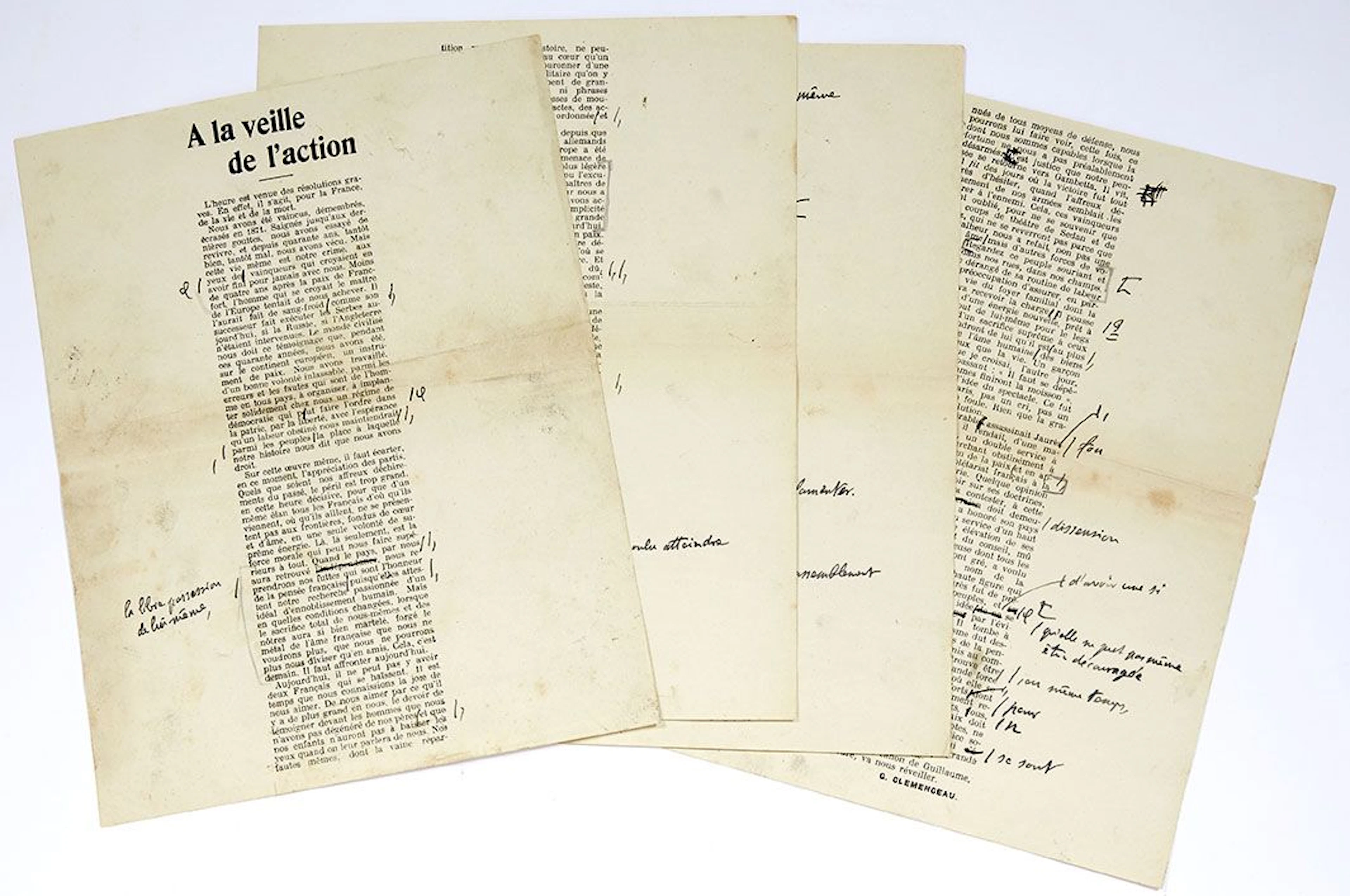 CLEMENCEAU Georges (1841-1929). corrected draft with autogra - Lot 799