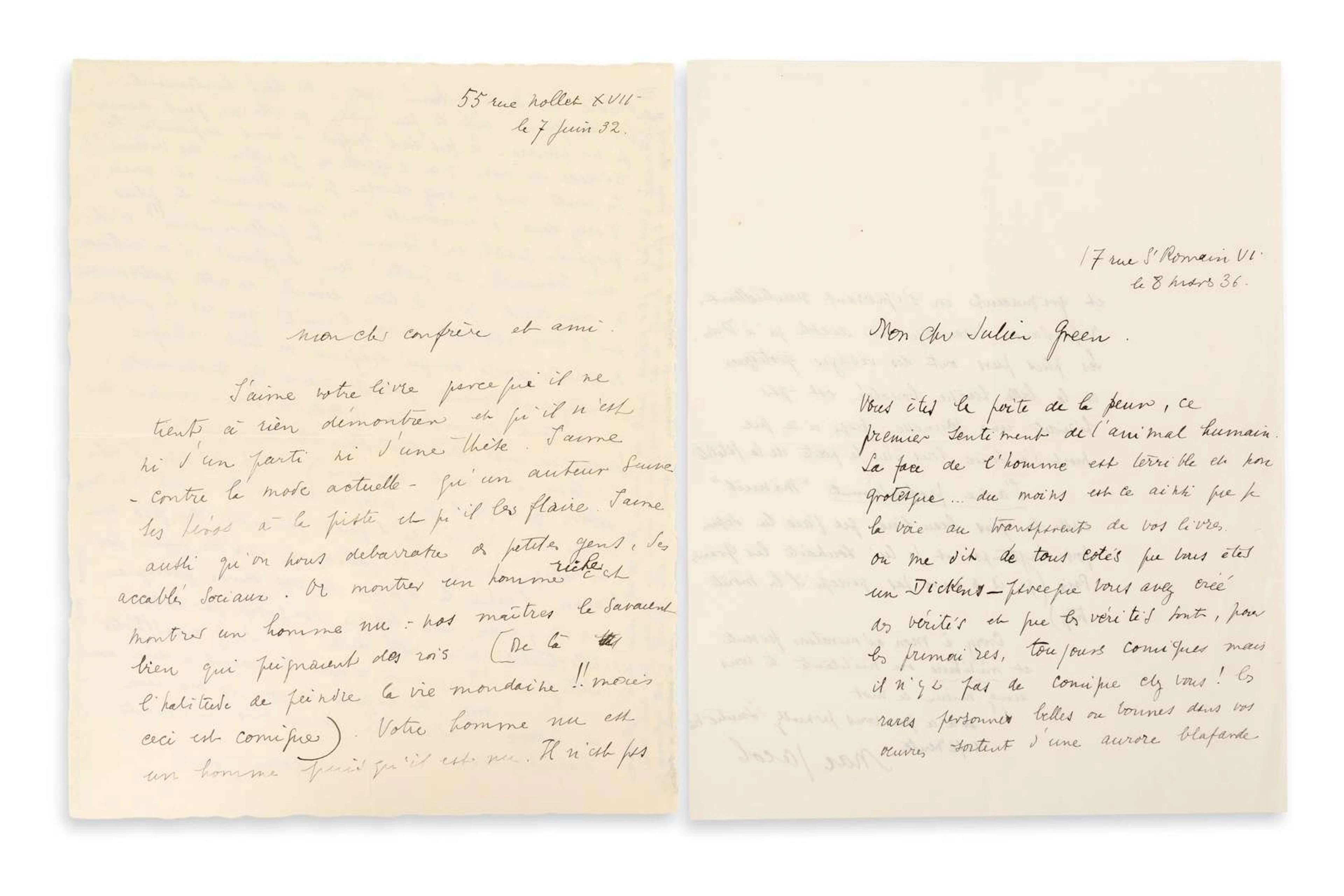 JACOB Max (1876–1944)., 2 letters from L.A.S. ‘Max Jacob’, [Paris]