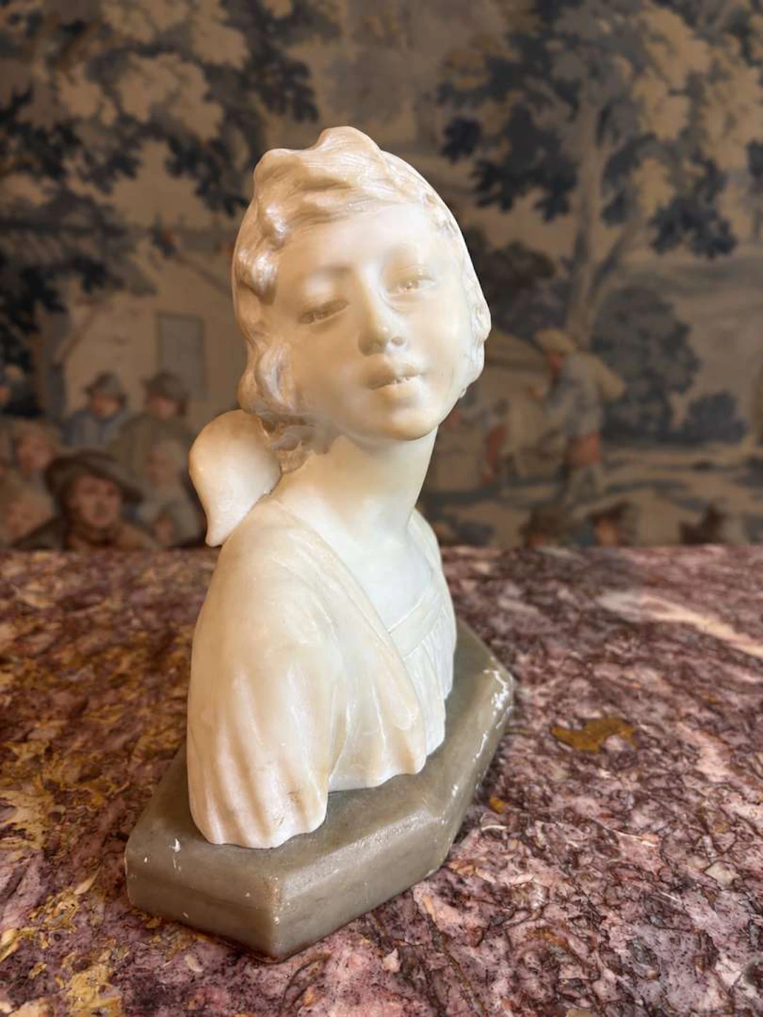 Bust of a young woman, in alabaster