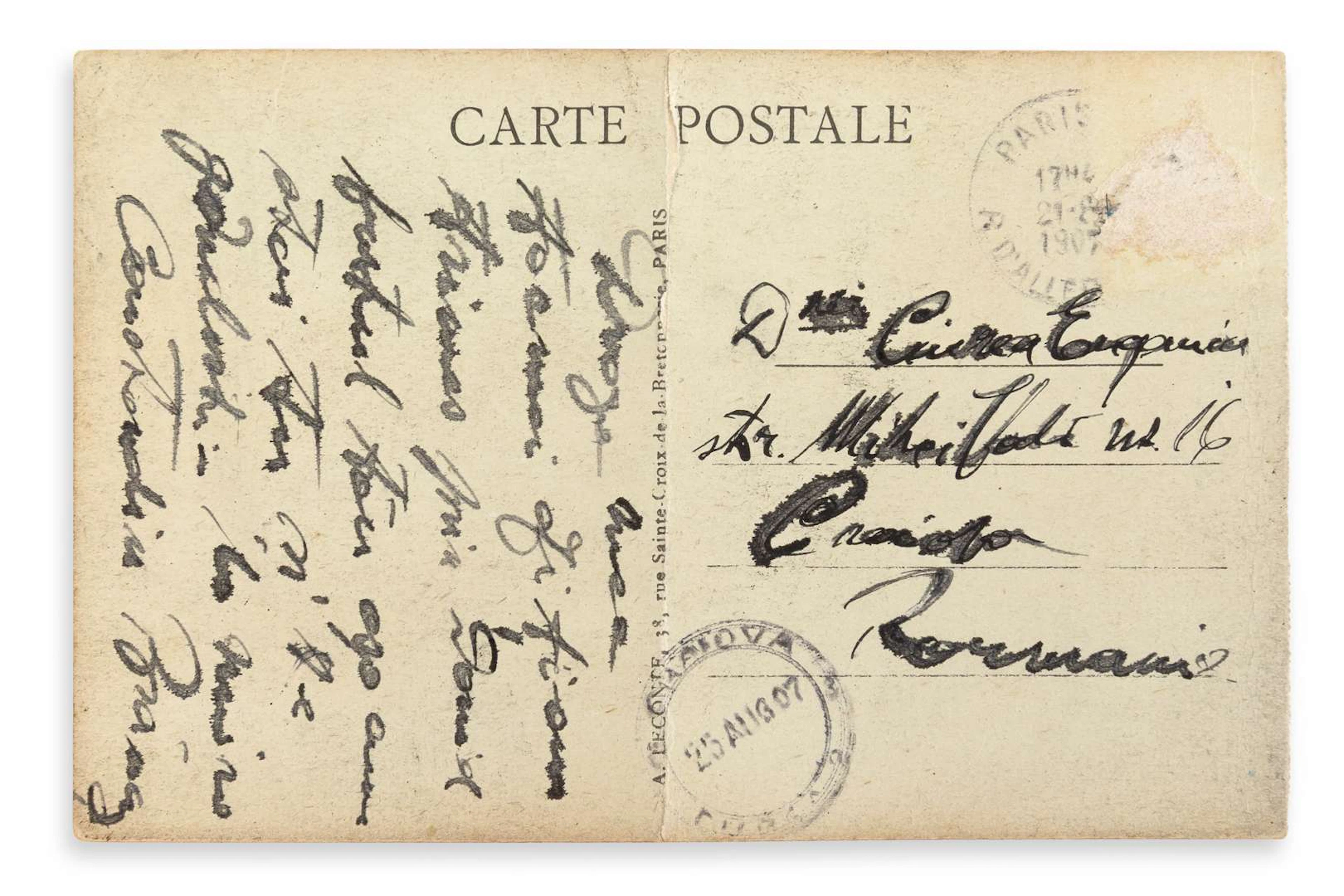 Constantin BRANCUSI (1876–1957)., Autograph postcard signed ‘Constantin