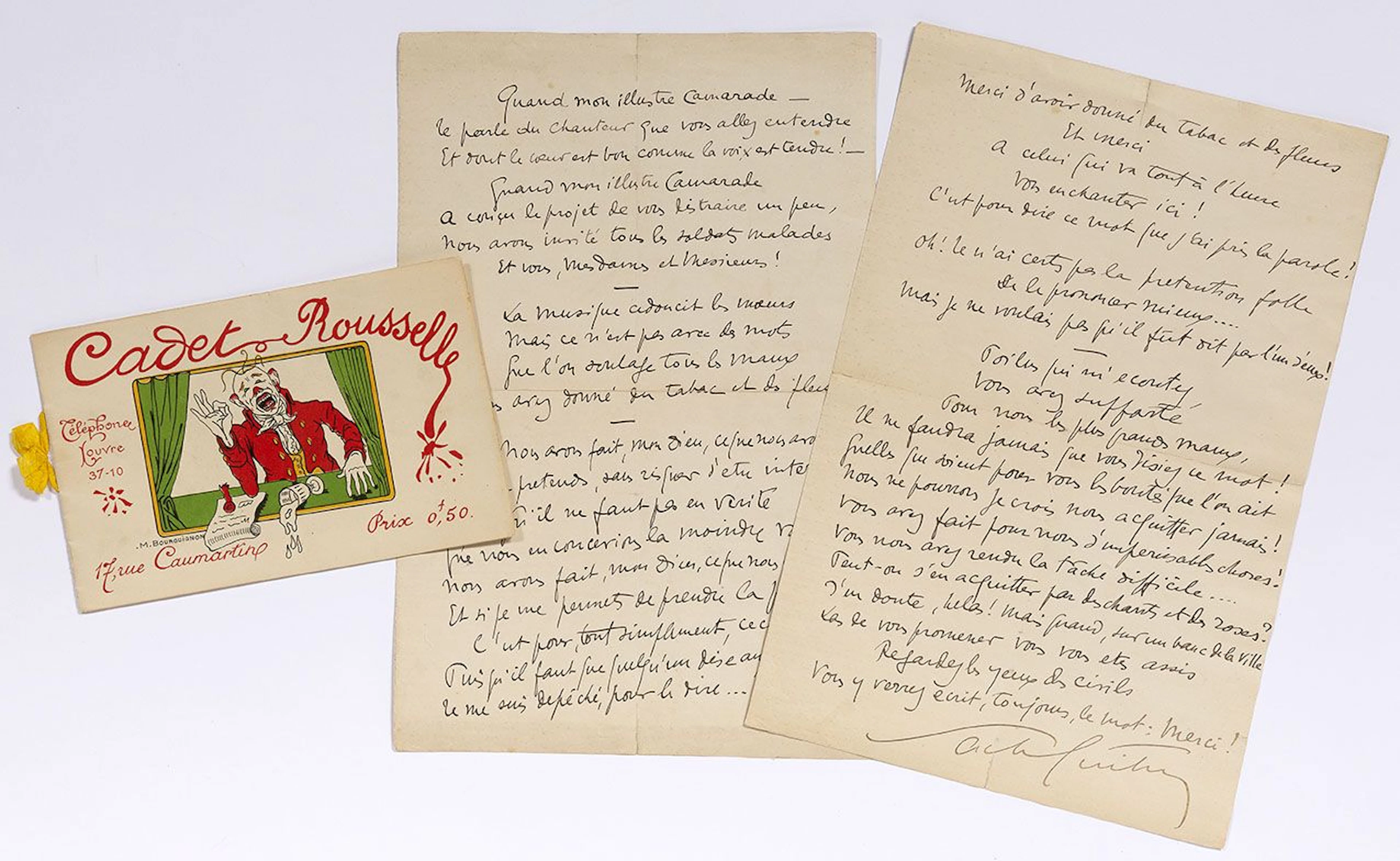 GUITRY Sacha (1885-1957). MANUSCRIT autograph signed "Sacha - Lot 608