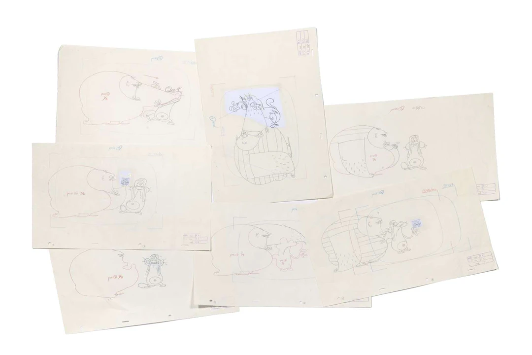 OGGY AND THE COCKROACHES, Pencil sketches. Directed by: Jean-Yves