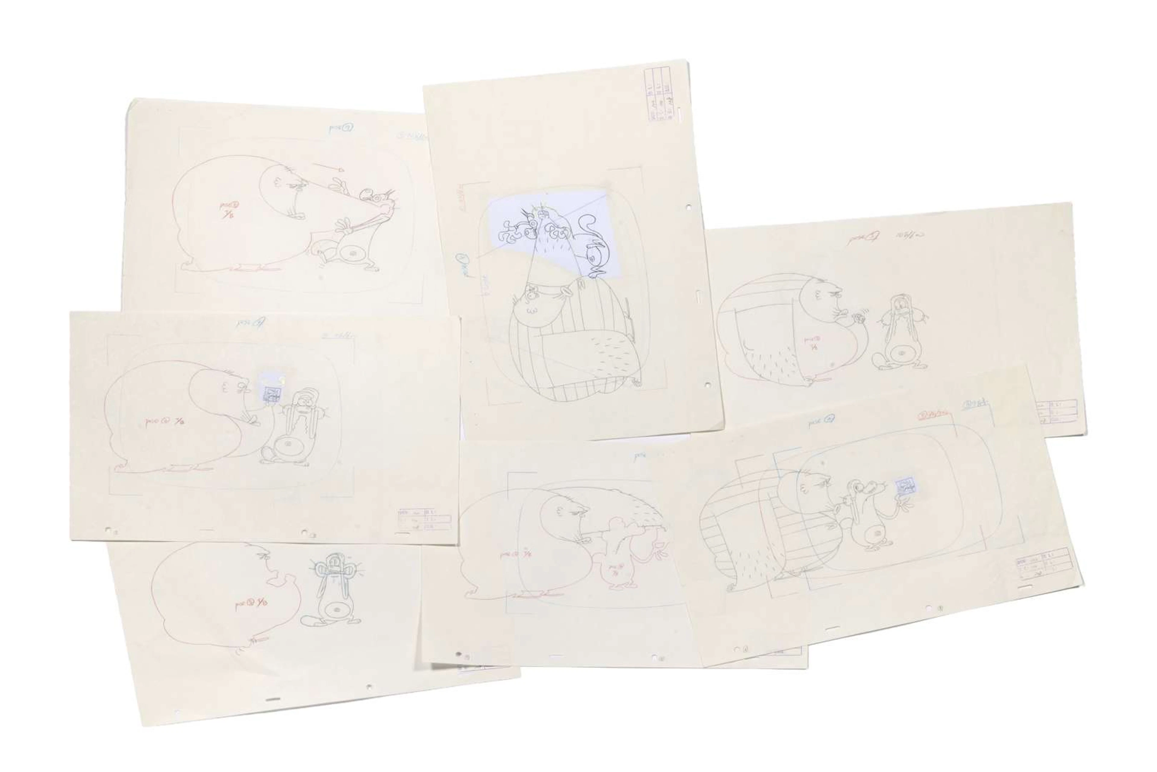 OGGY AND THE COCKROACHES, Pencil sketches. Directed by: Jean-Yves