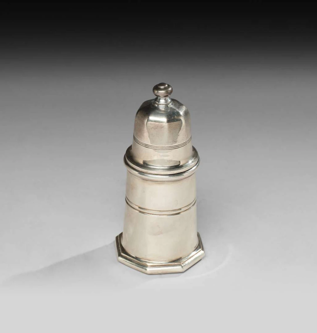 CHRISTOFLE, Silver-coloured metal pepper mill, Villars model.