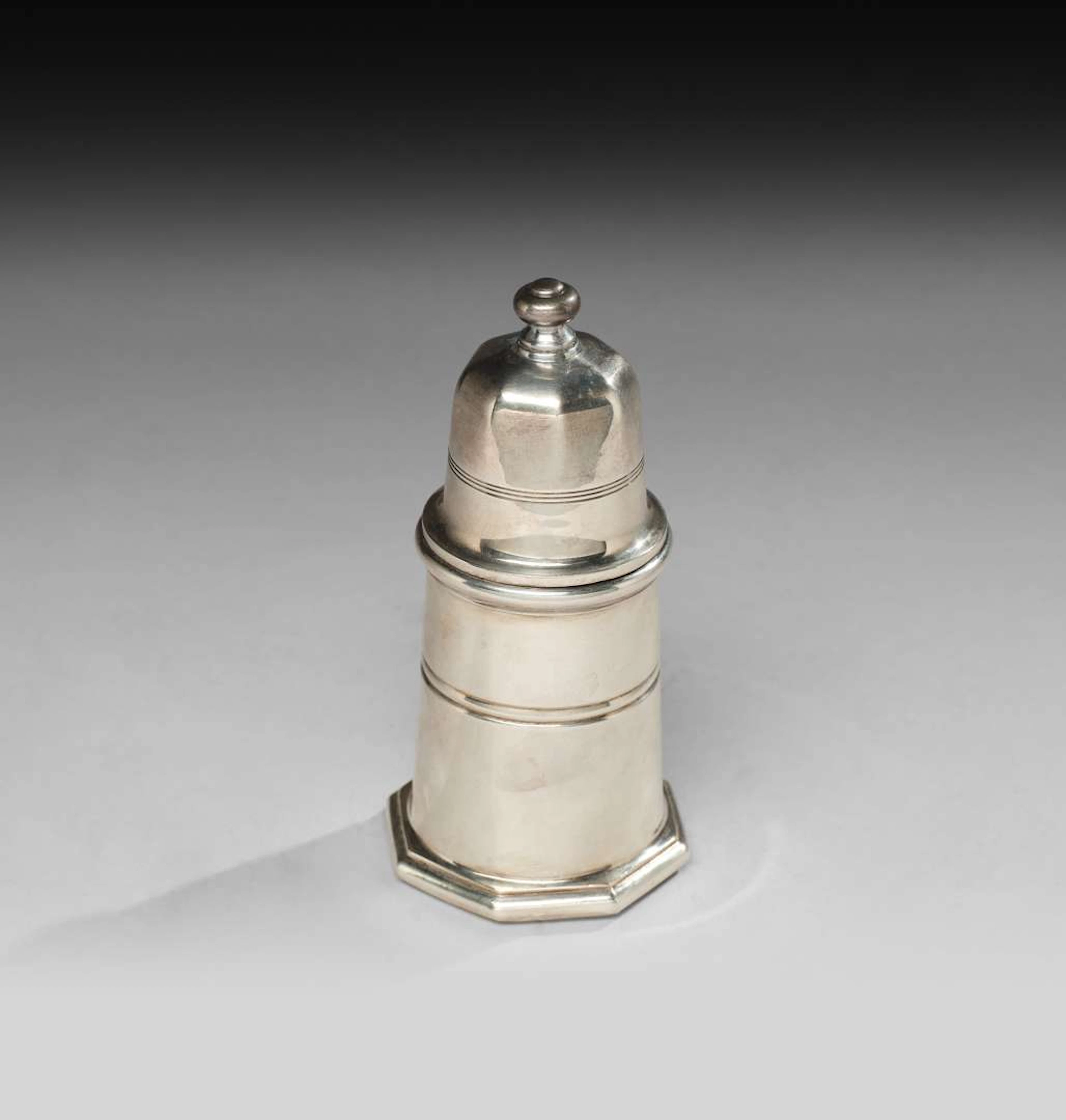 CHRISTOFLE, Silver-coloured metal pepper mill, Villars model.