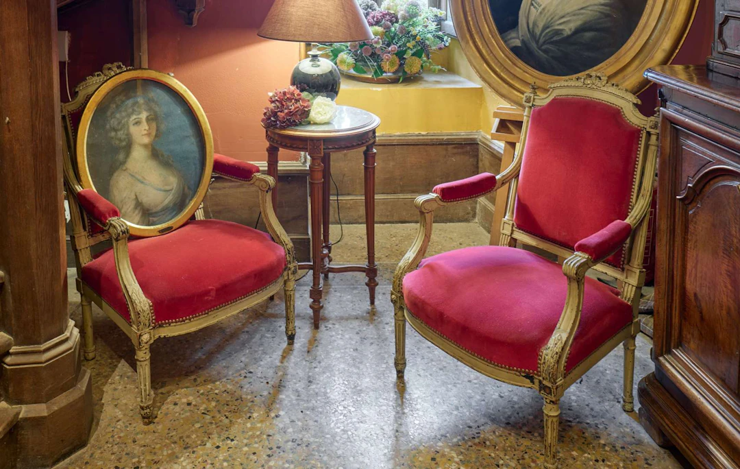 Pair of armchairs, carved from wood