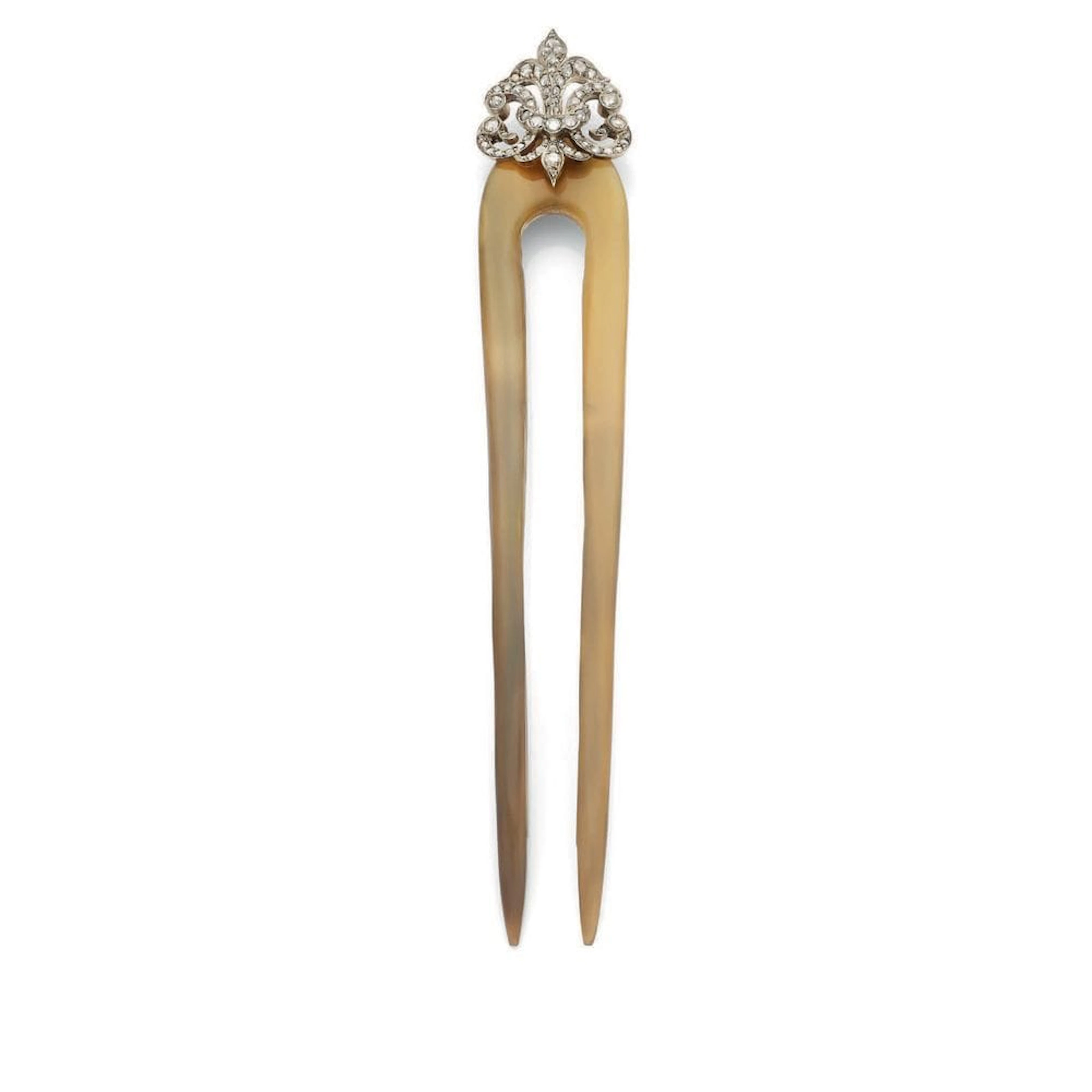 HAIR BRUSH Pink-cut diamonds and natural horn - Lot 46