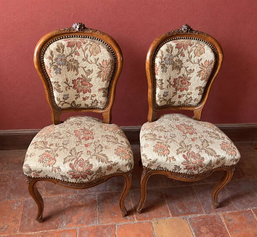 Set of two chairs, carved from wood