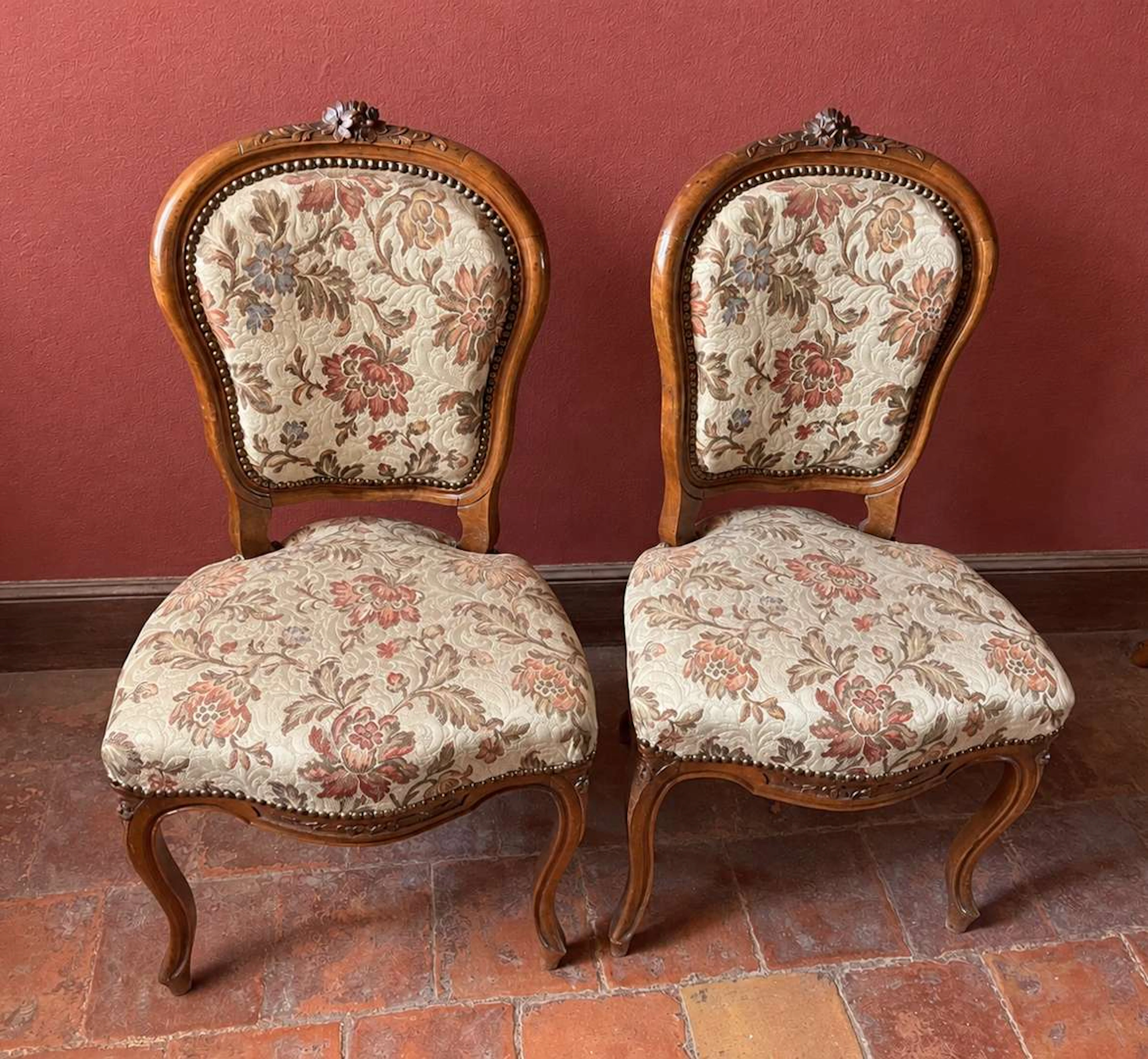 Set of two chairs, carved from wood