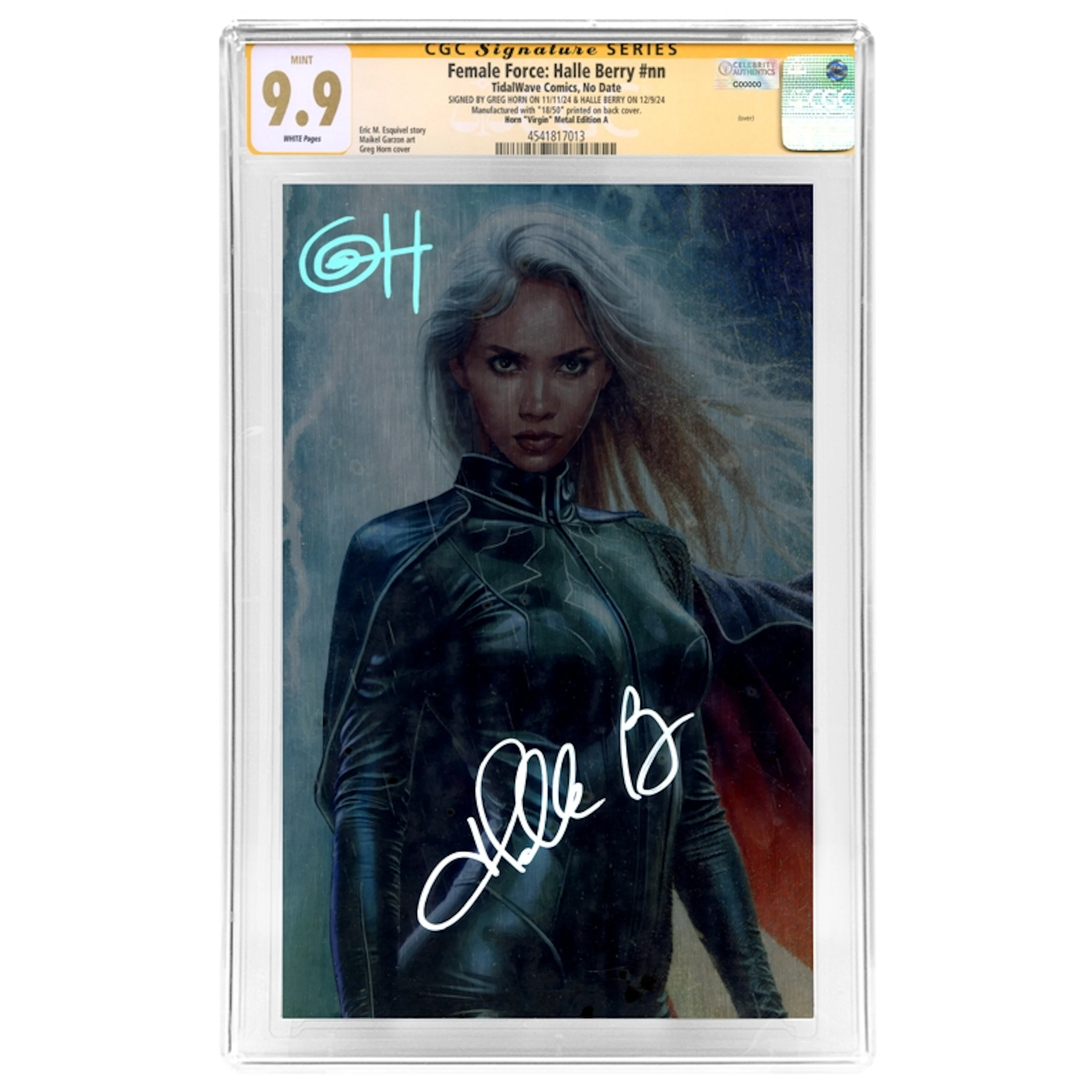 Halle Berry, Greg Horn Autographed 2024 Storm Metal Virgin Cover CGC