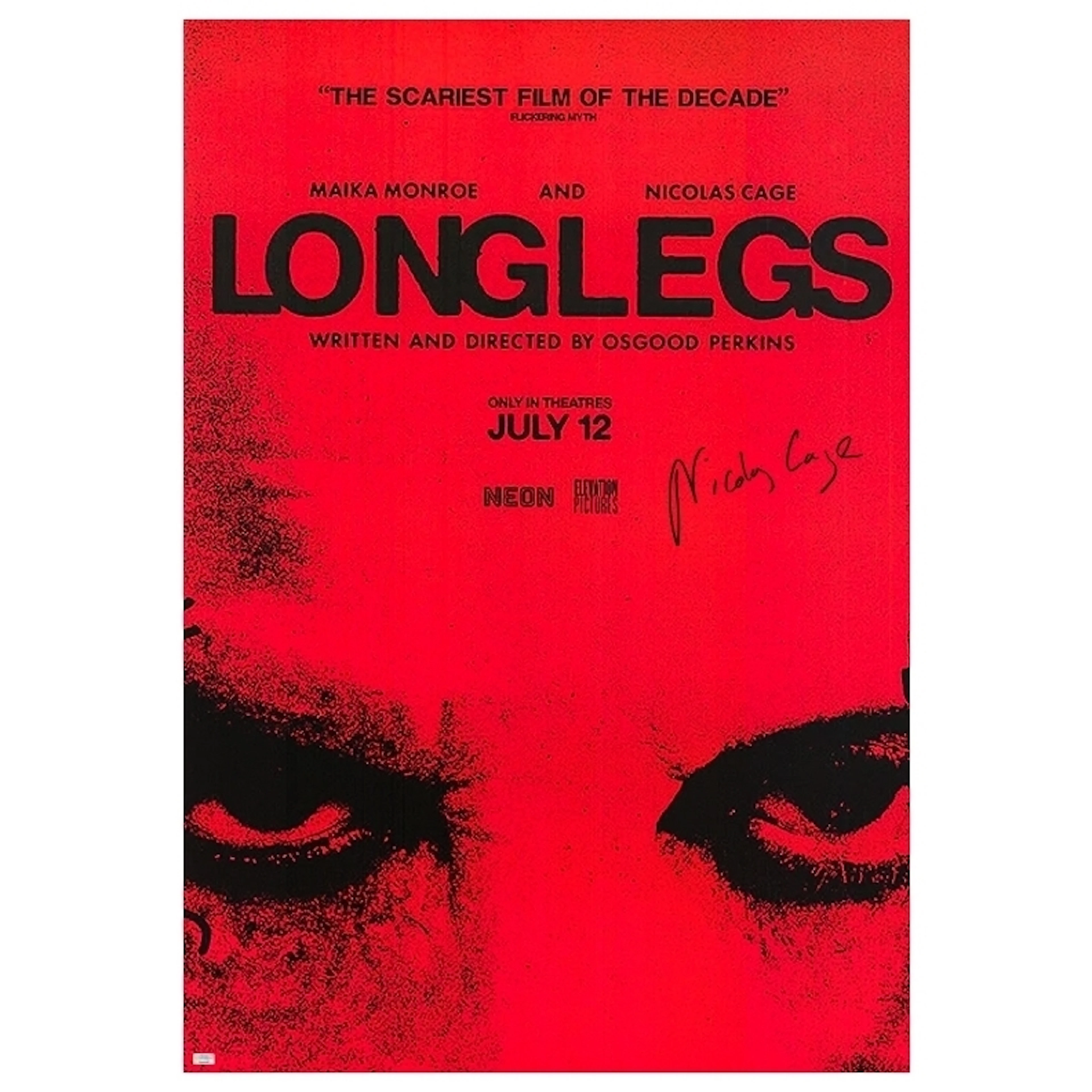 Nicolas Cage Autographed 2024 Longlegs Original 27x40 Single-Sided