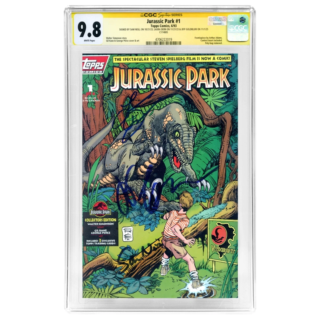 Jeff Goldblum, Sam Neill, Laura Dern Autographed 1993 Jurassic Park