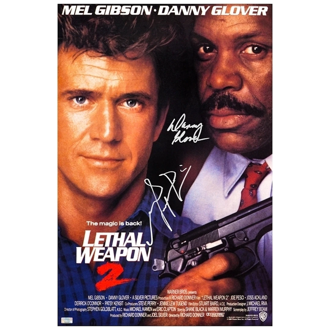 Mel Gibson Danny Glover Autographed 1989 Lethal Weapon II 16x24 Movie