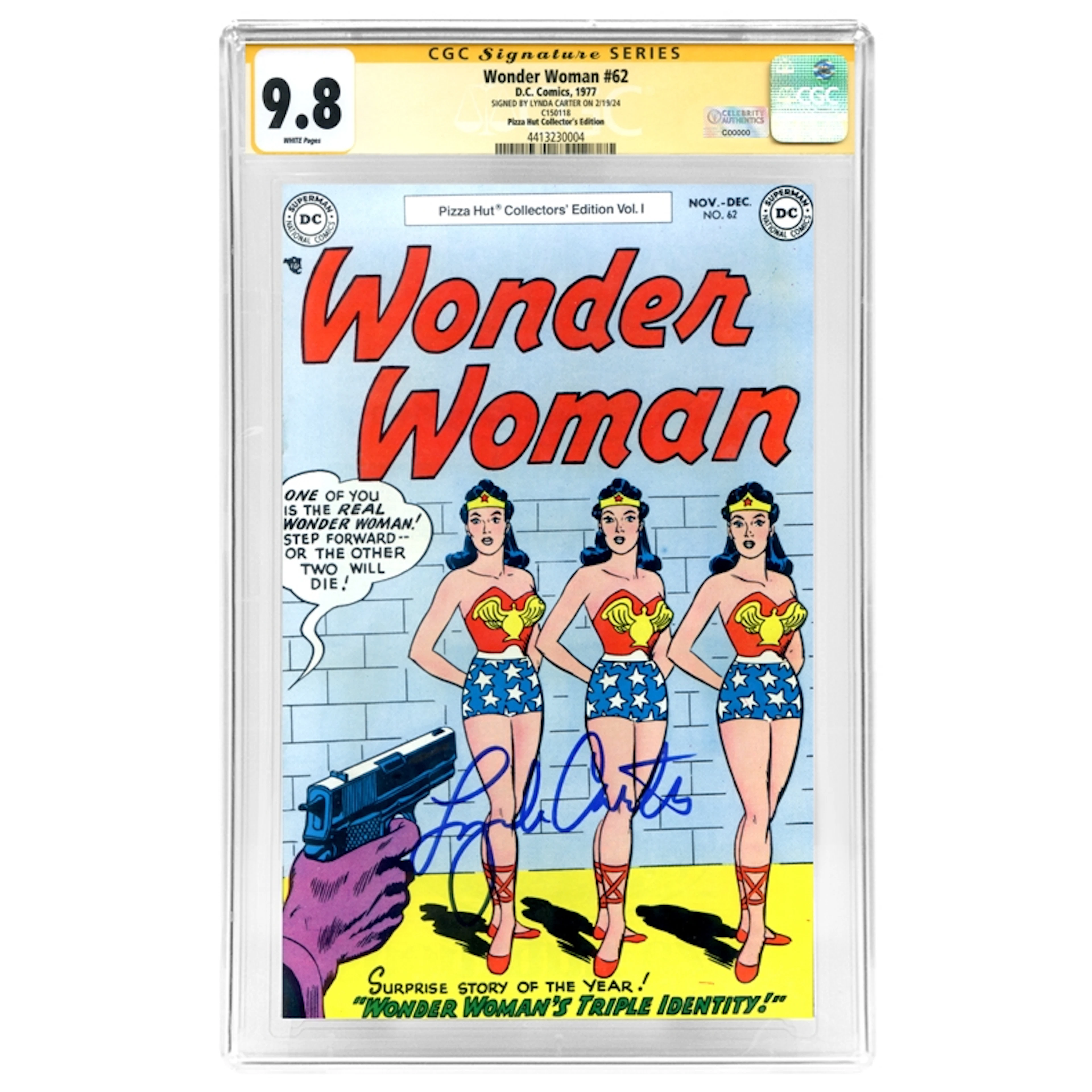 Lynda Carter Autographed 1977 Wonder Woman #62 Pizza Hut Collector's