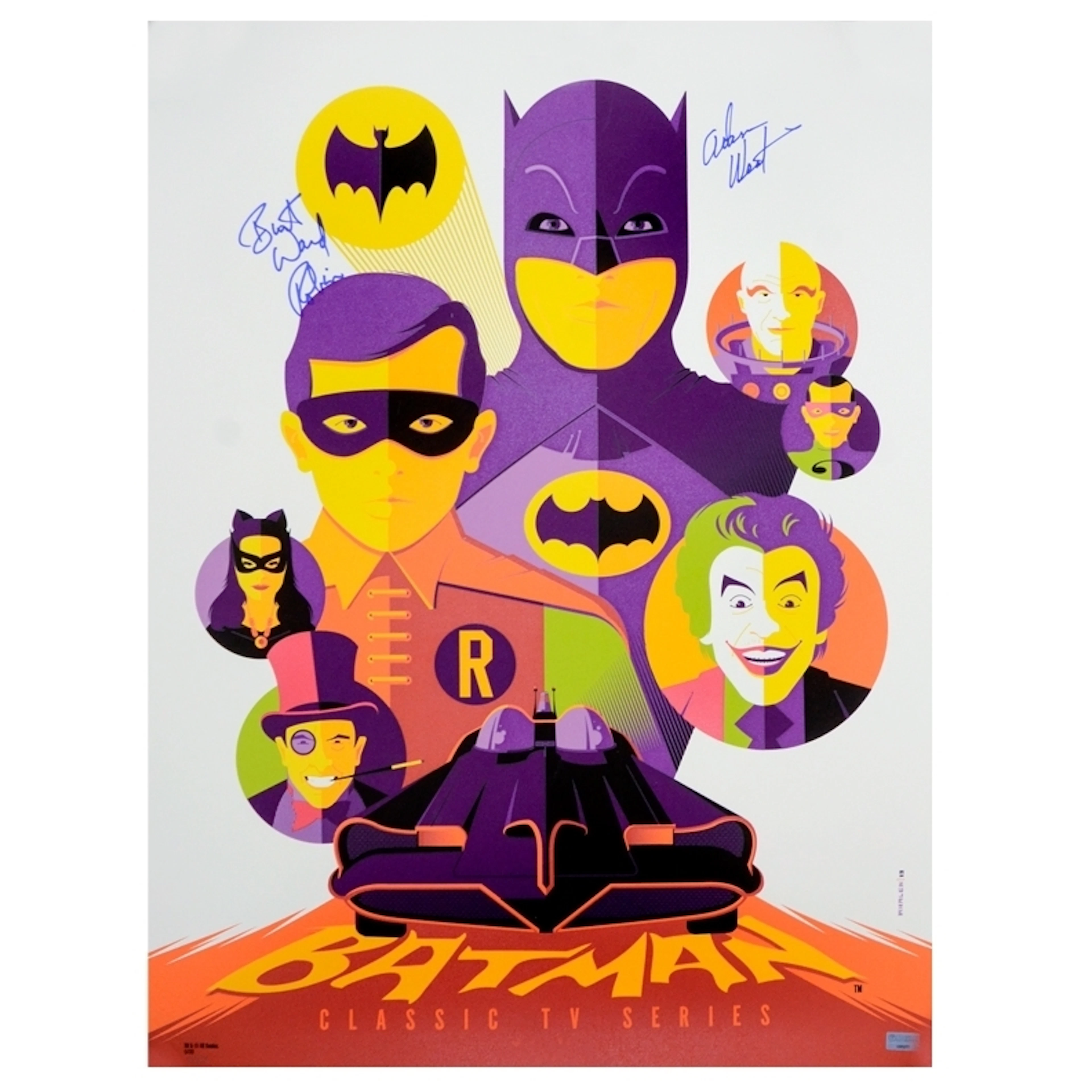 Adam West, Burt Ward Autographed 2013 Mondo Tom Whalen 1966 Batman