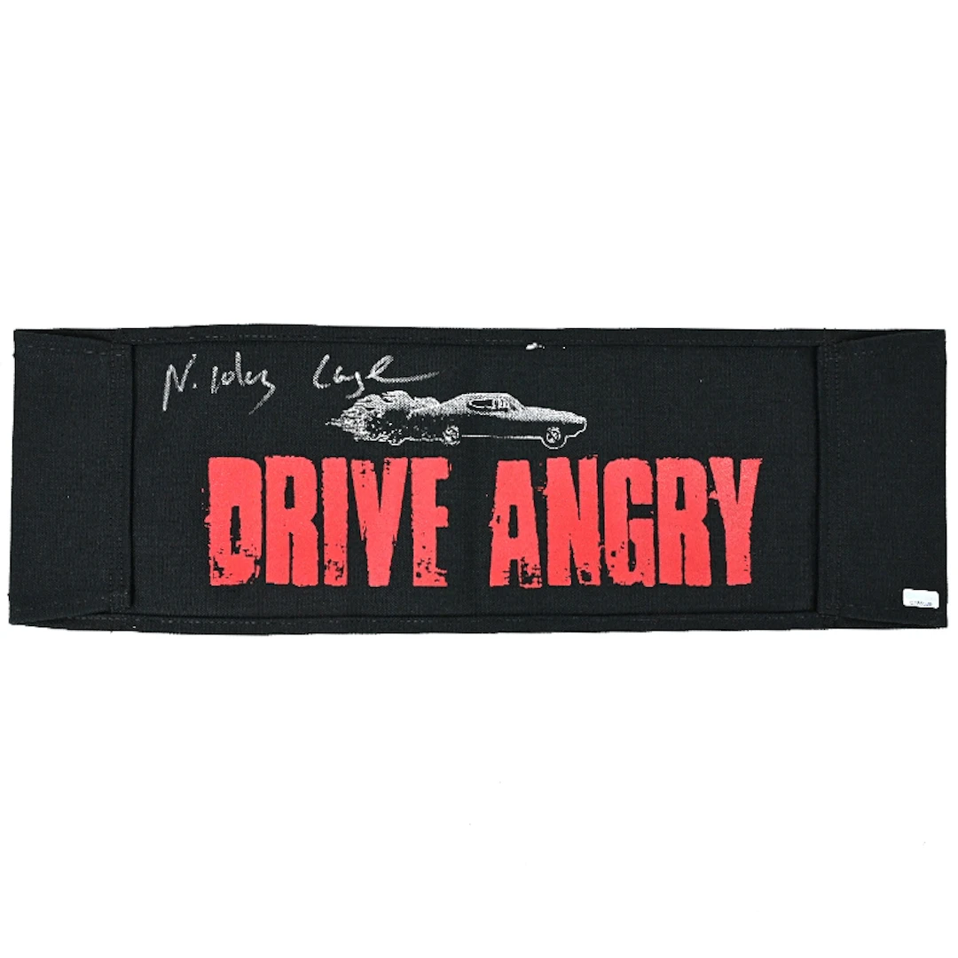 Nicolas Cage Autographed 2011 Drive Angry Production Used Logo Canvas