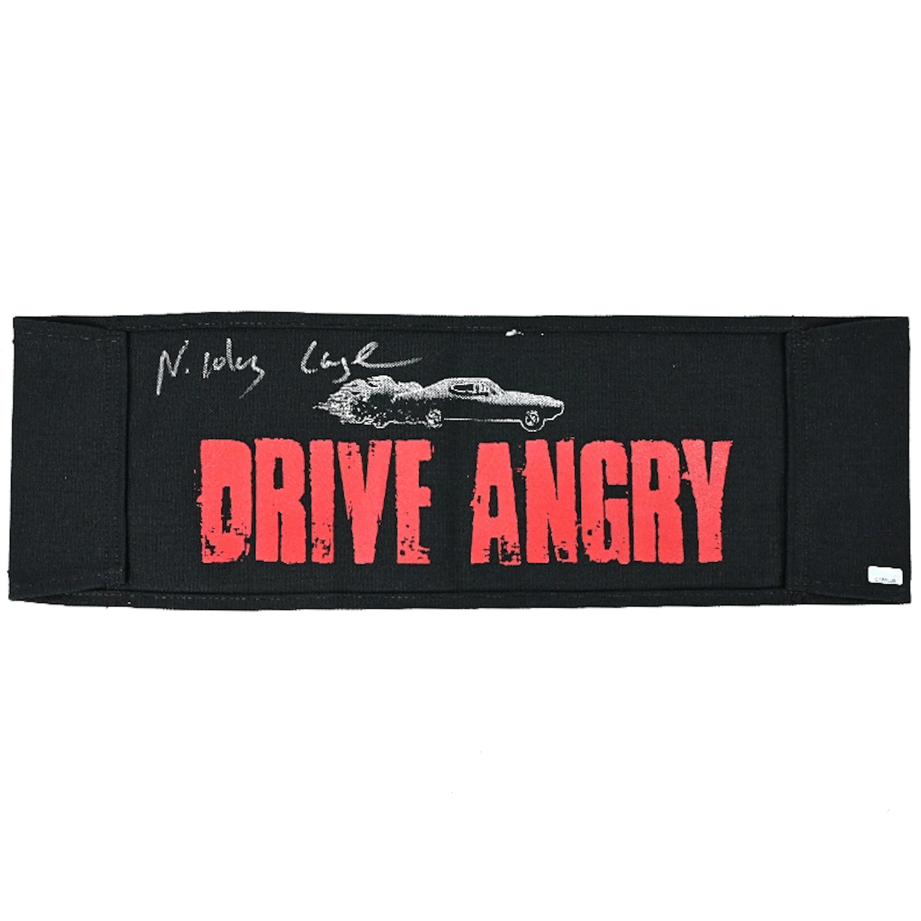 Nicolas Cage Autographed 2011 Drive Angry Production Used Logo Canvas