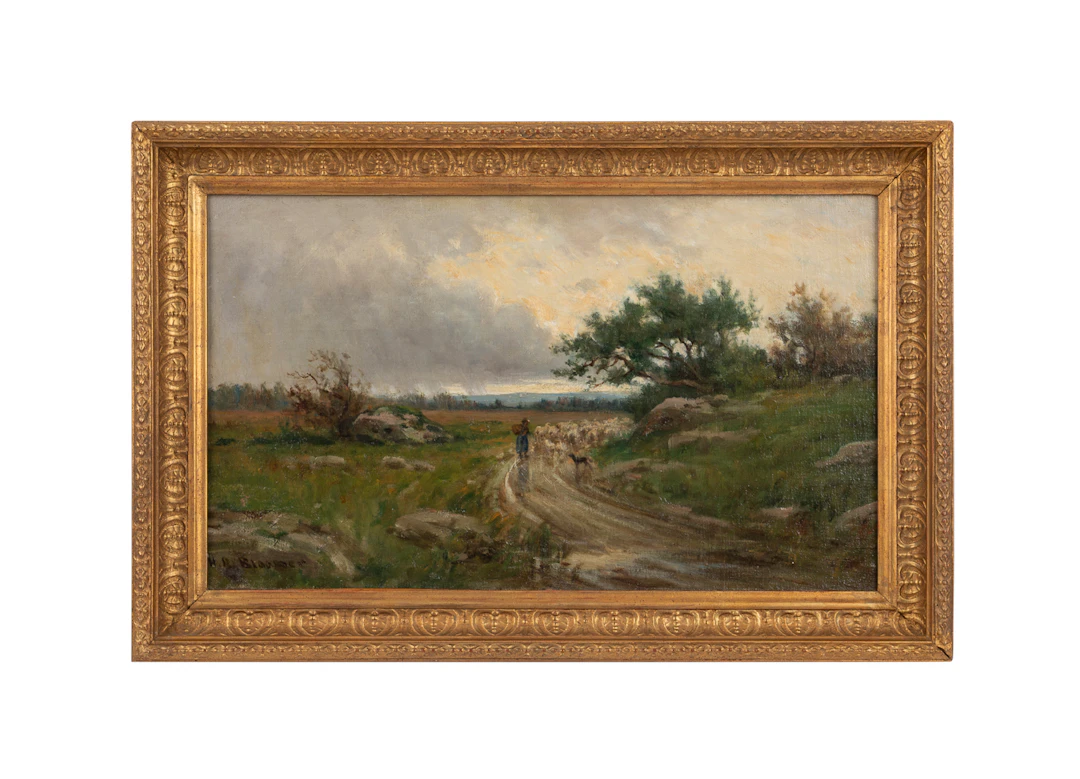 Hiram Bloomer, "Leading the Flock", 19th C., Oil