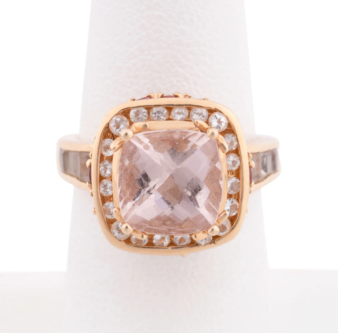 14K Yellow Gold, Morganite and Topaz Ring