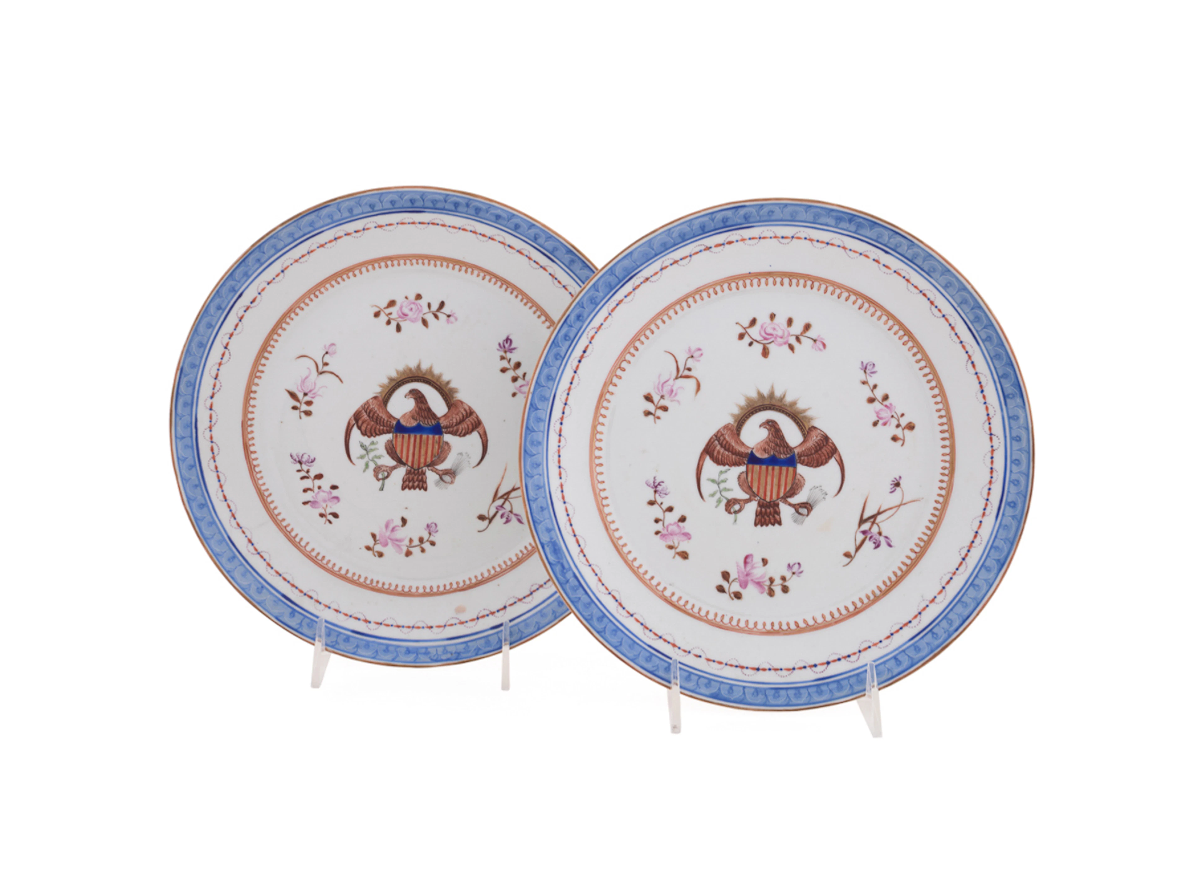 Pair of Chinese Export Eagle Motif Plates, 20th C.