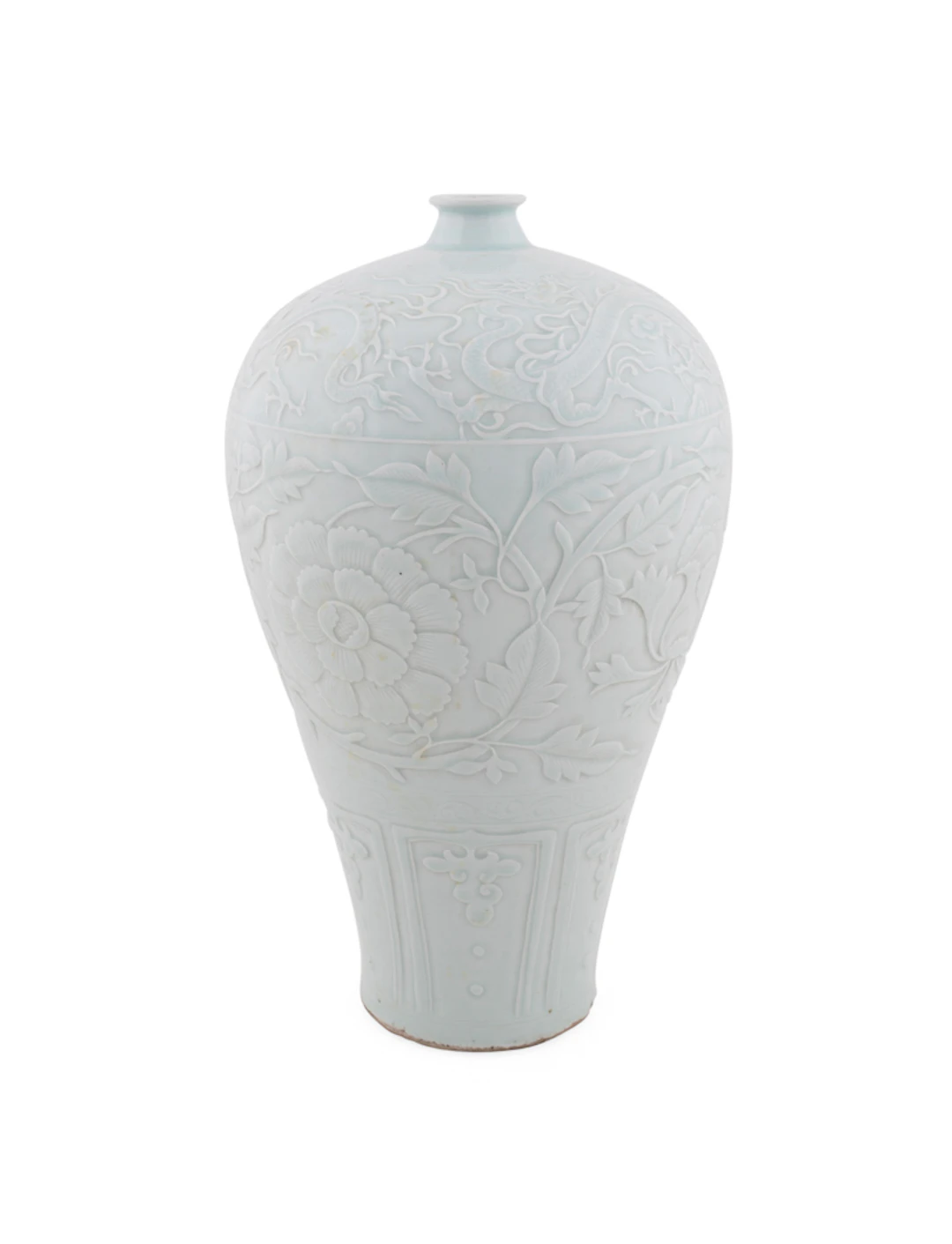 Celadon Glazed Meiping Dragon & Floral Vase, 20th century, Chinese