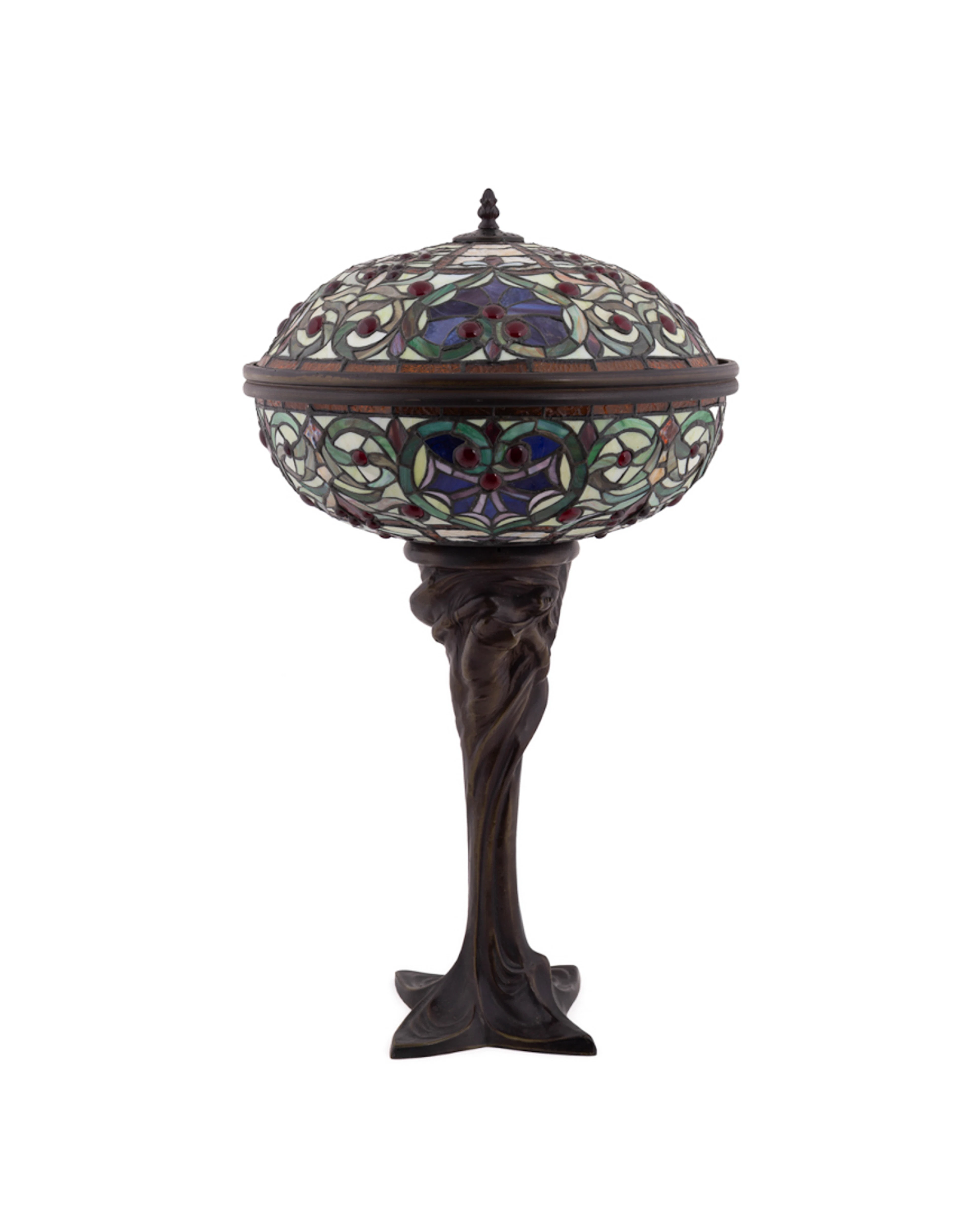 Art Nouveau Style Stained Glass Lamp