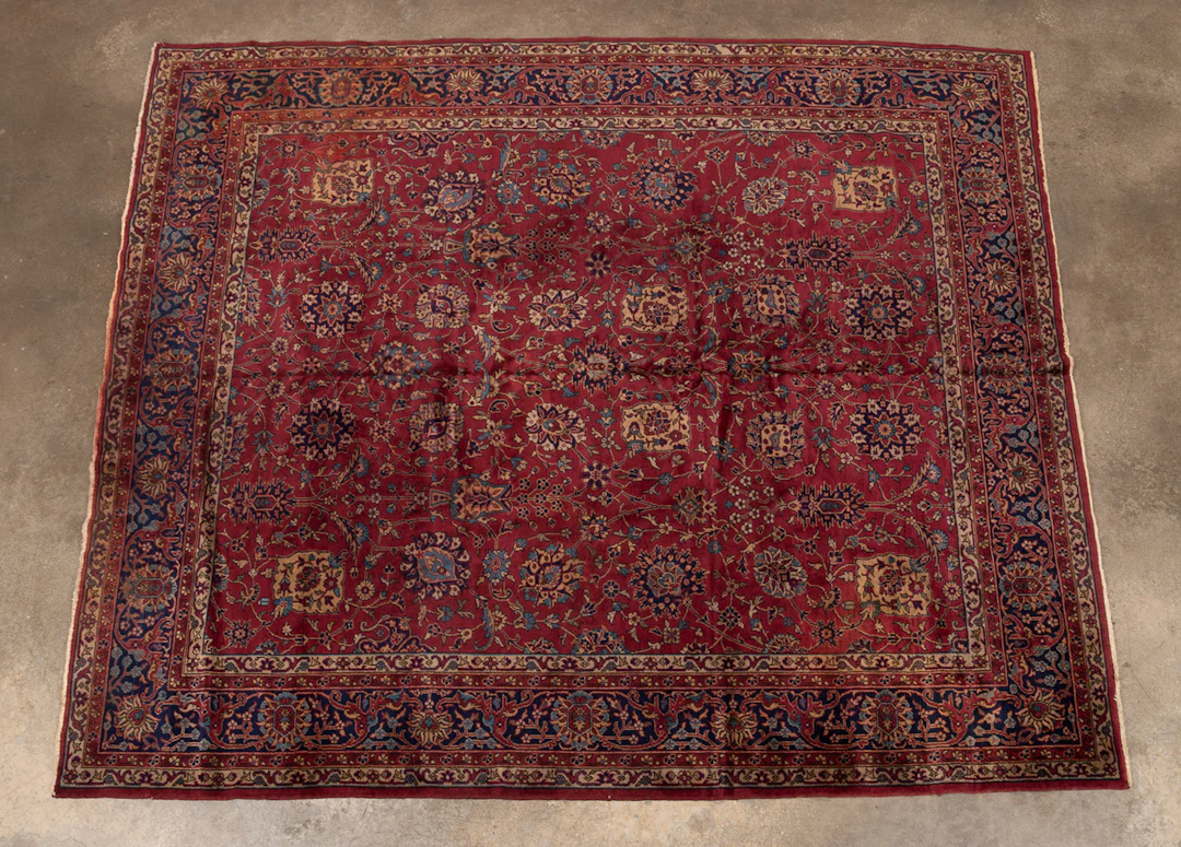 Persian Mahal Rug, Mid-20th C., Red/Blue/Gold