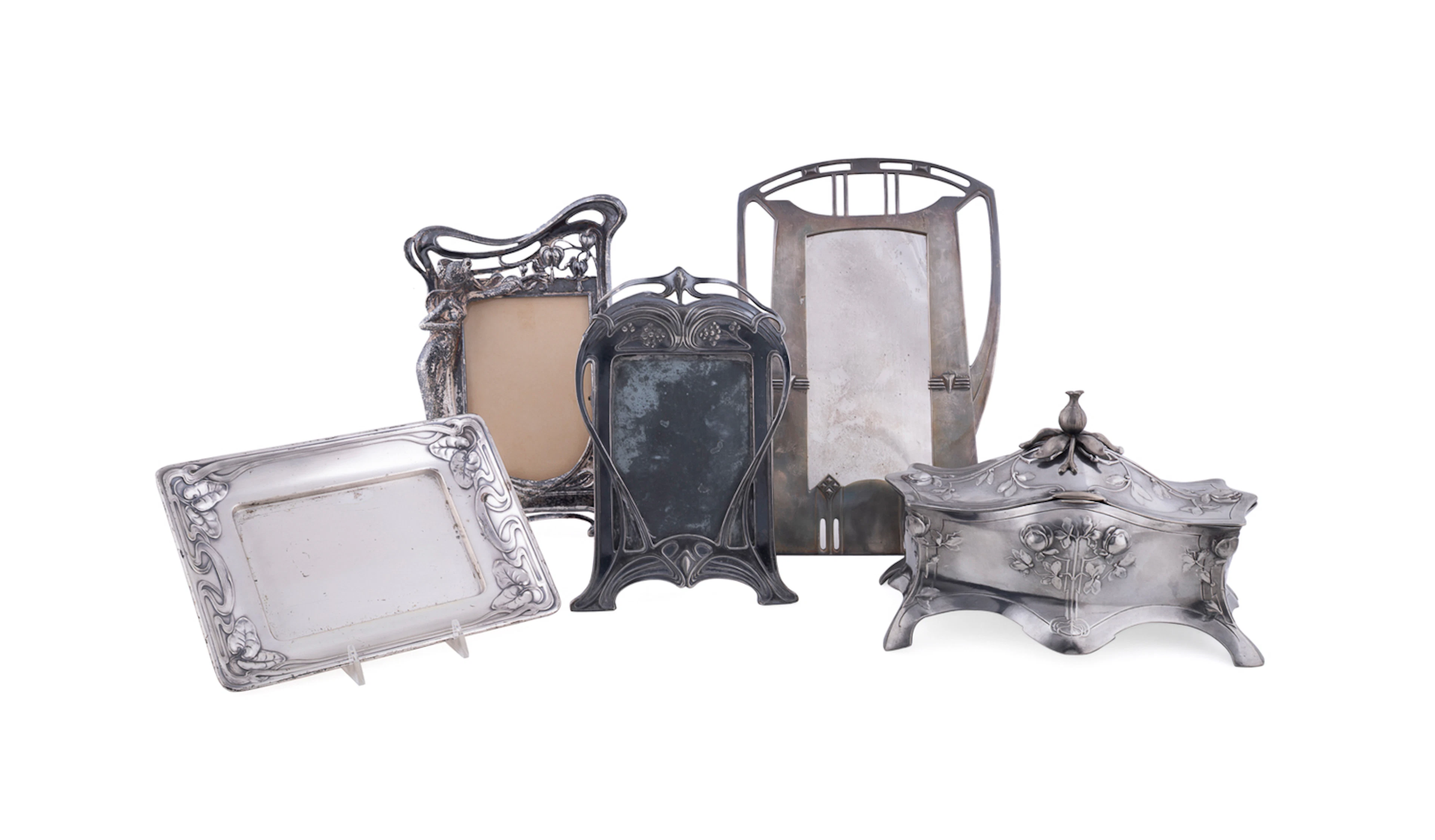 WMF, Three Photograph Frames, Jewelry Box & Tray