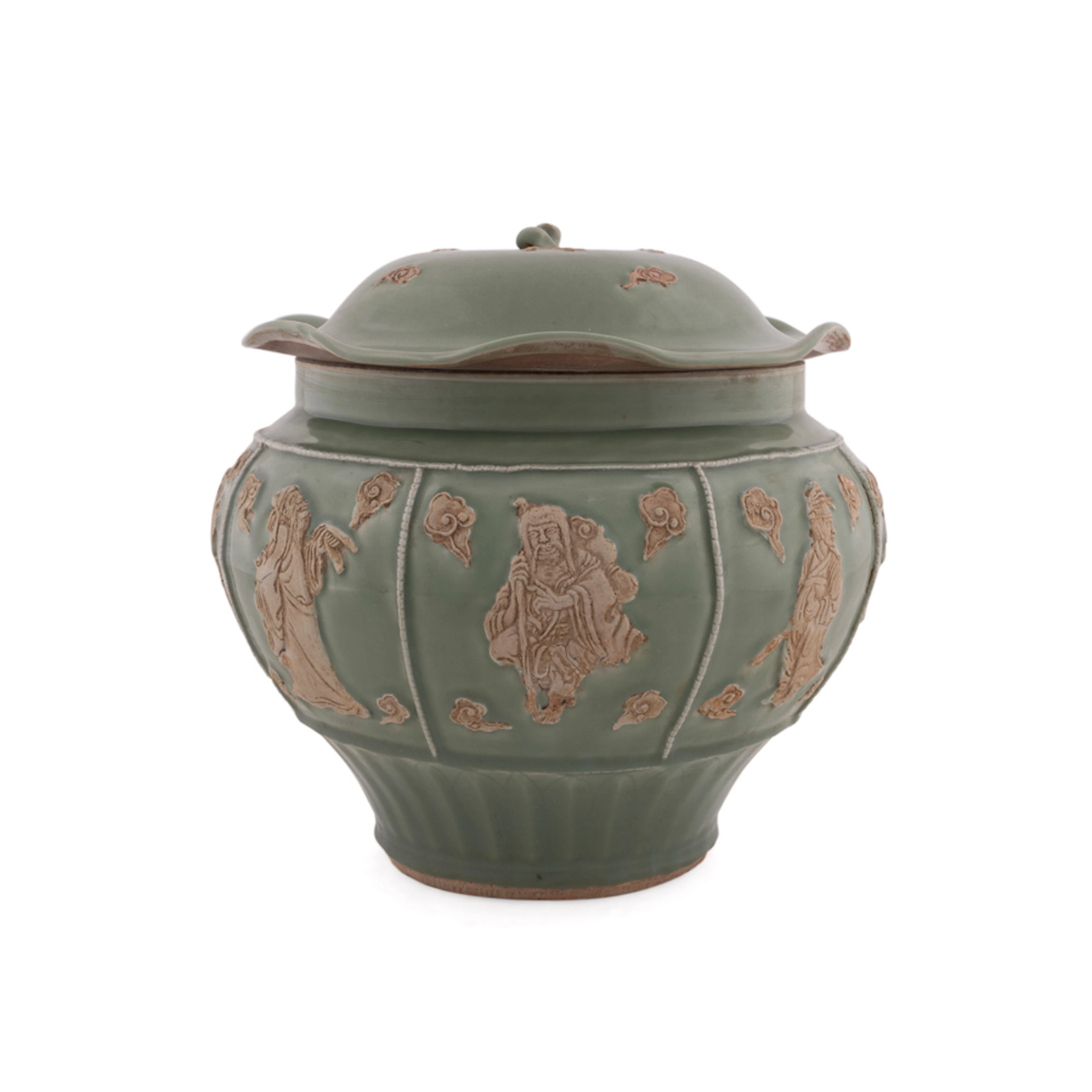 20th C. Chinese Green Glazed Lidded Jar