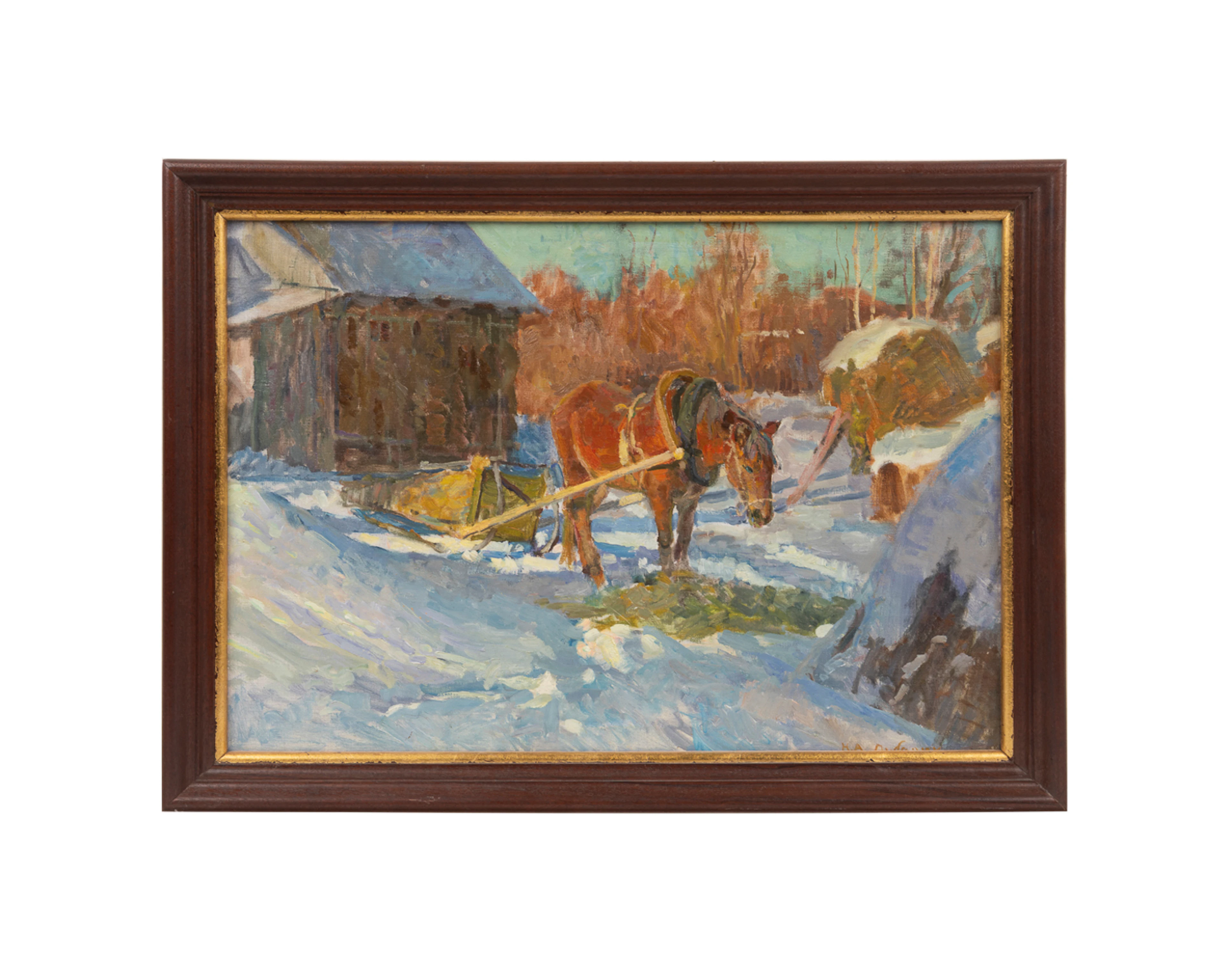 Nikolai Dubovik, "Horse in Winter", 1996, O/C