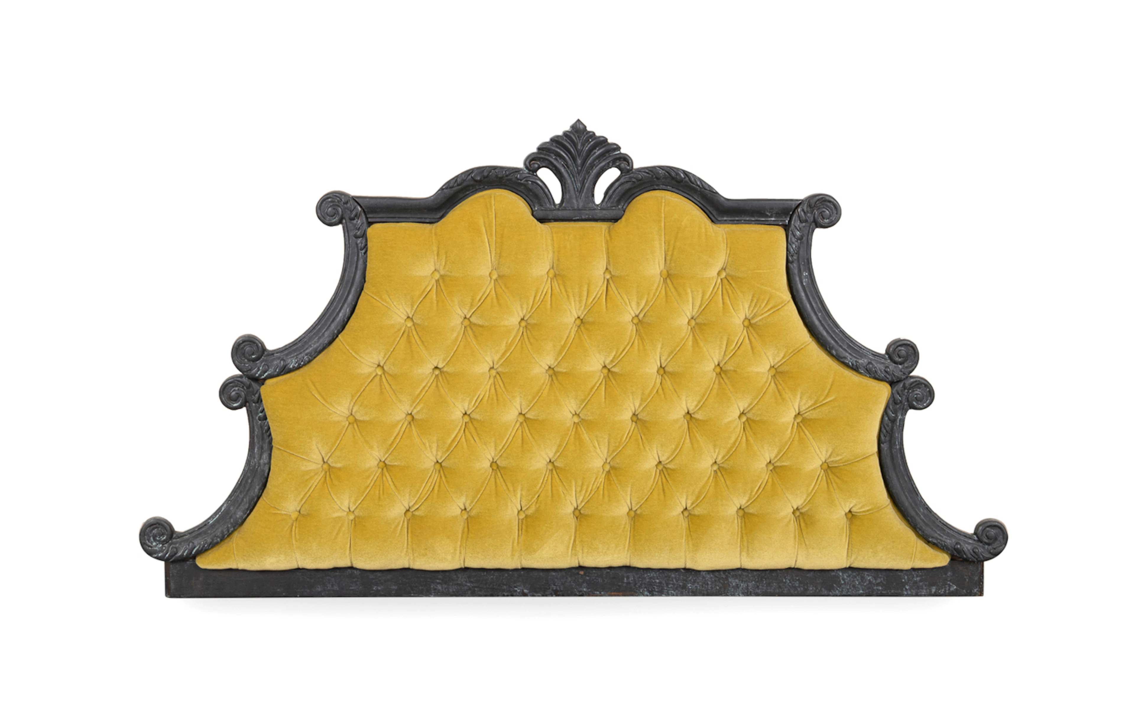 Rococo Style Tufted Upholstered King Headboard