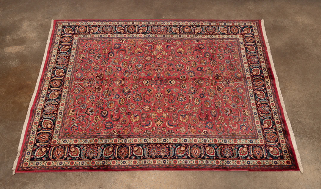 Persian Mashad Rug, 20th C., Red/Navy