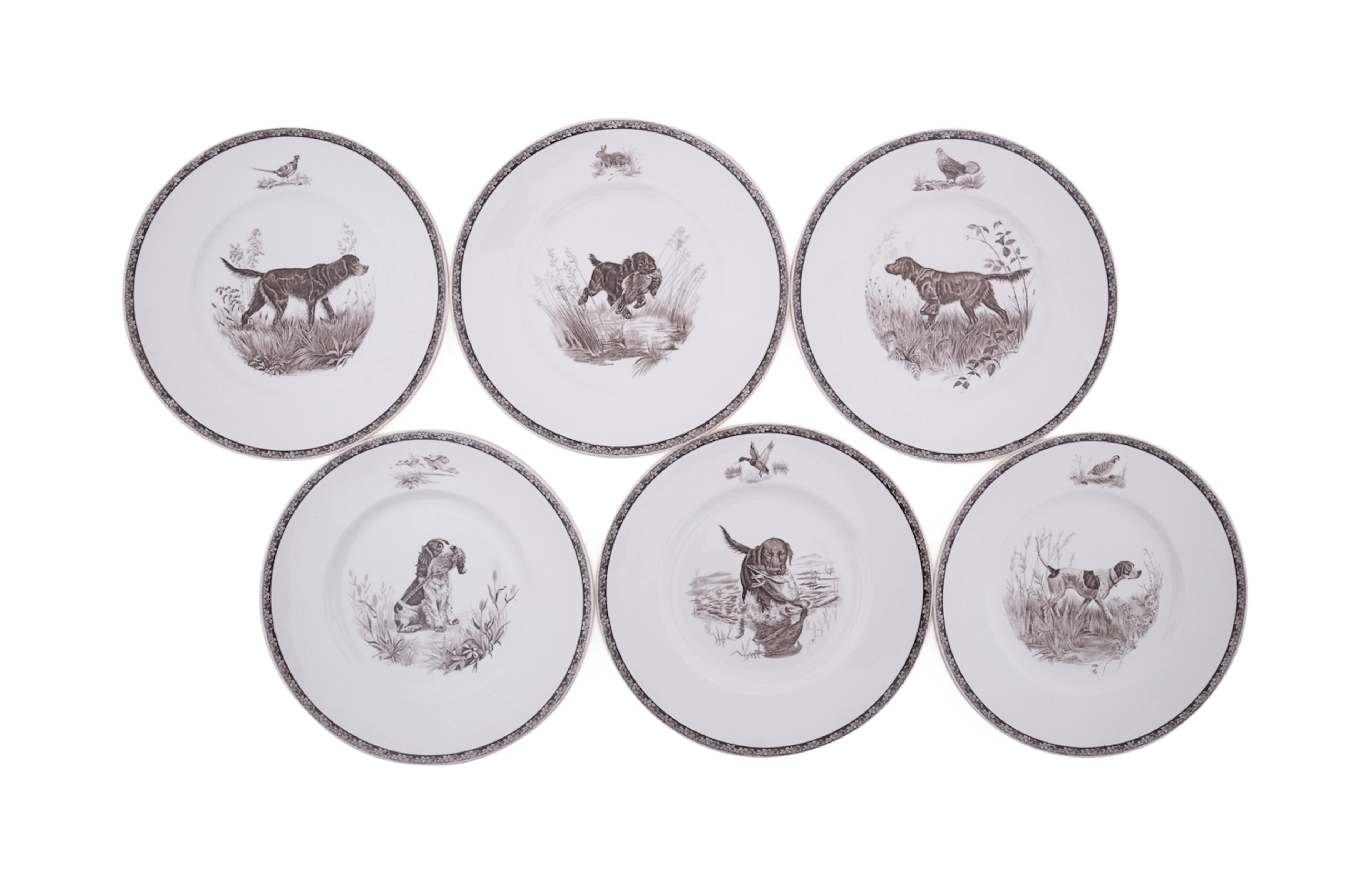 M. Kirmse for Wedgwood, Six Sporting Dog Plates