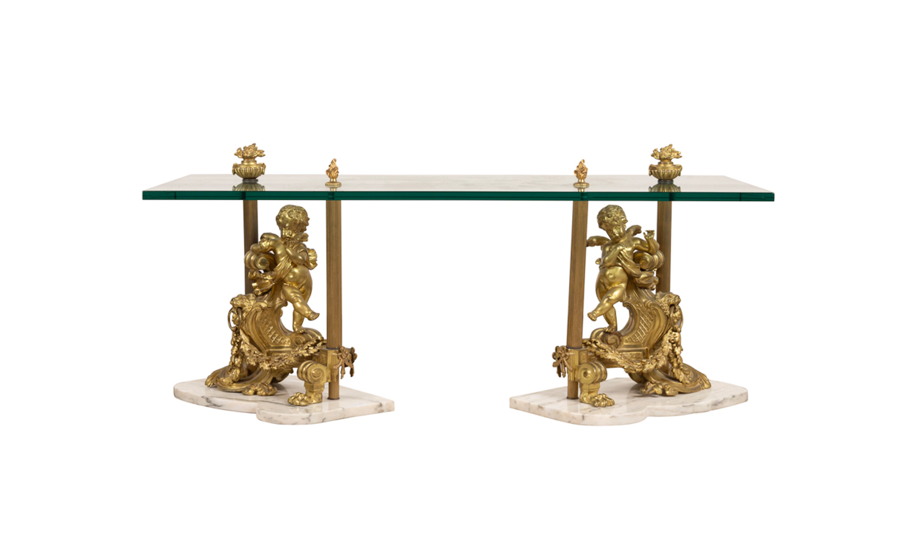 Louis XVI Style Figural Bronze Coffee Table