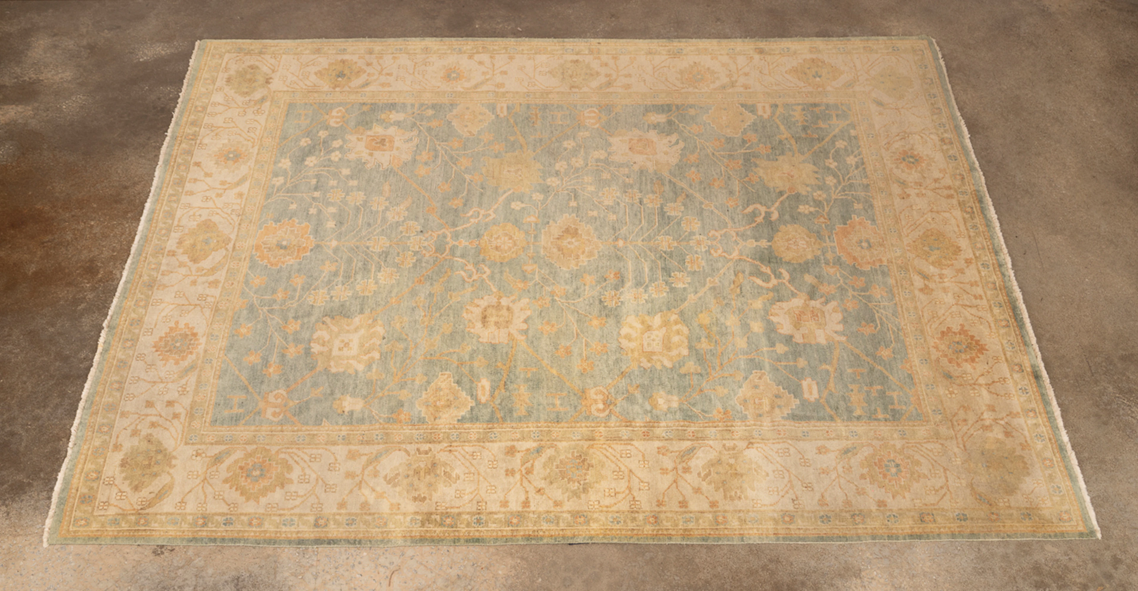 Turkish Oushak Hand-Knotted Rug, 21st century