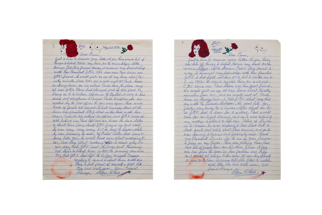 Blaze Starr Personal Handwritten Letters, 1996