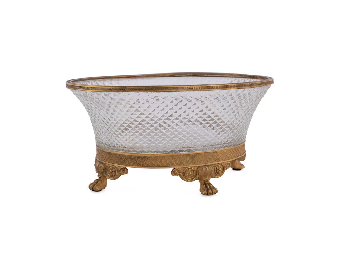 Empire Style Gilt Bronze & Cut Glass Basket