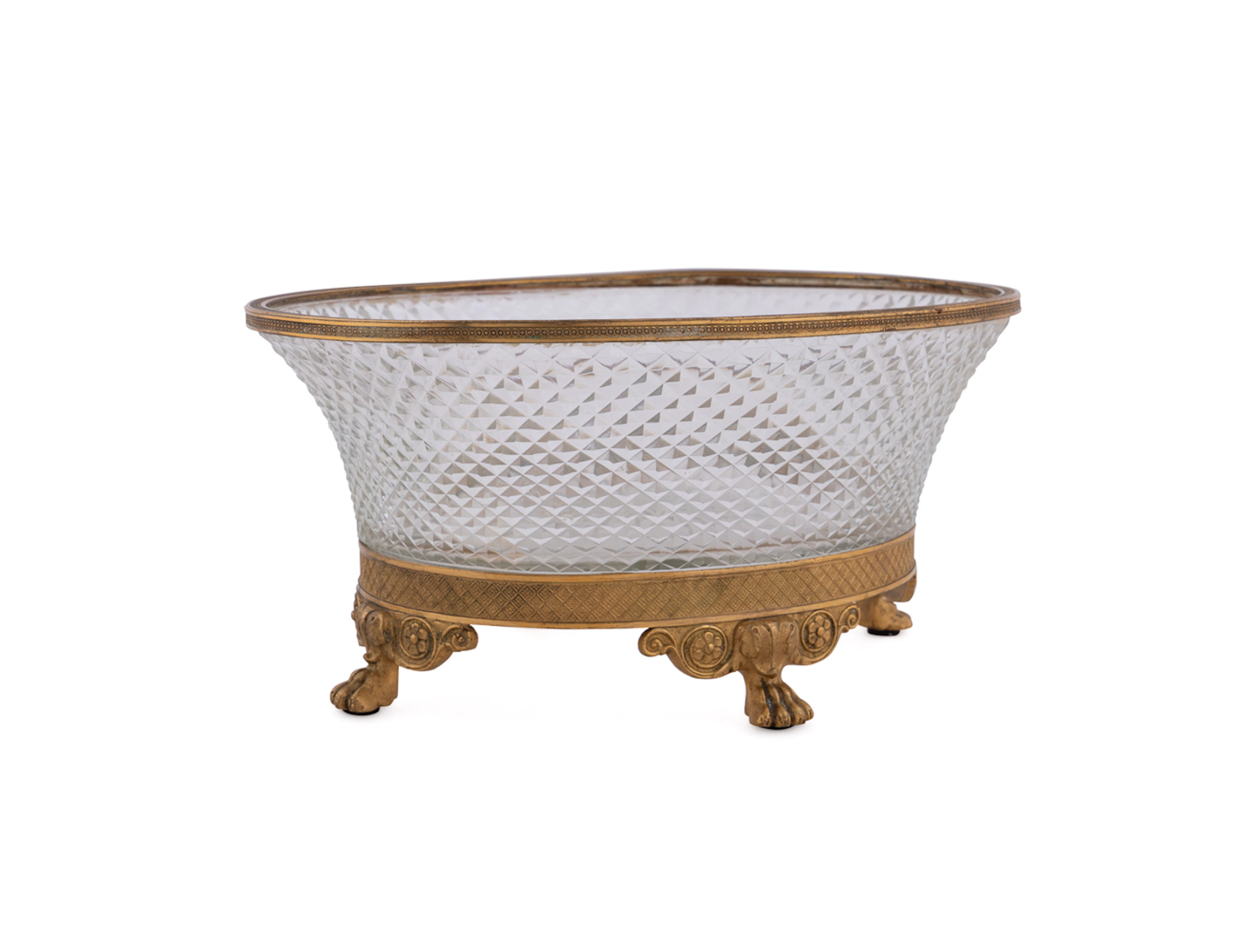 Empire Style Gilt Bronze & Cut Glass Basket