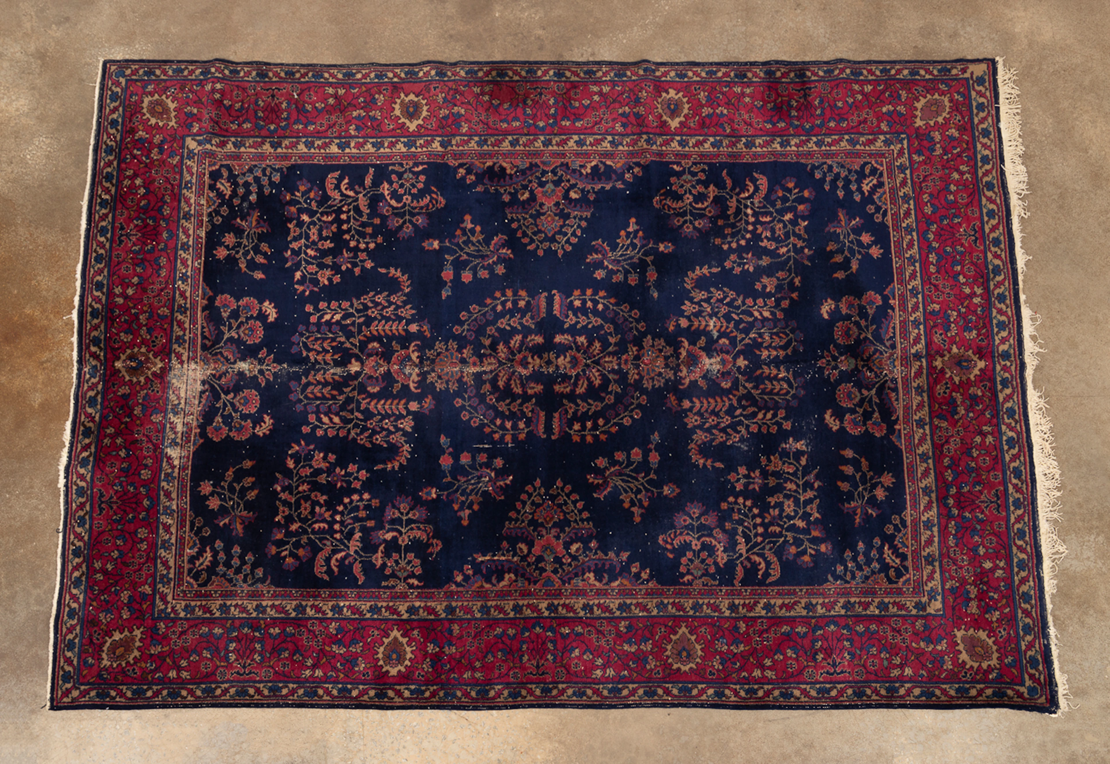 Persian Mahal Rug, 20th C., Blue/Pink/Red