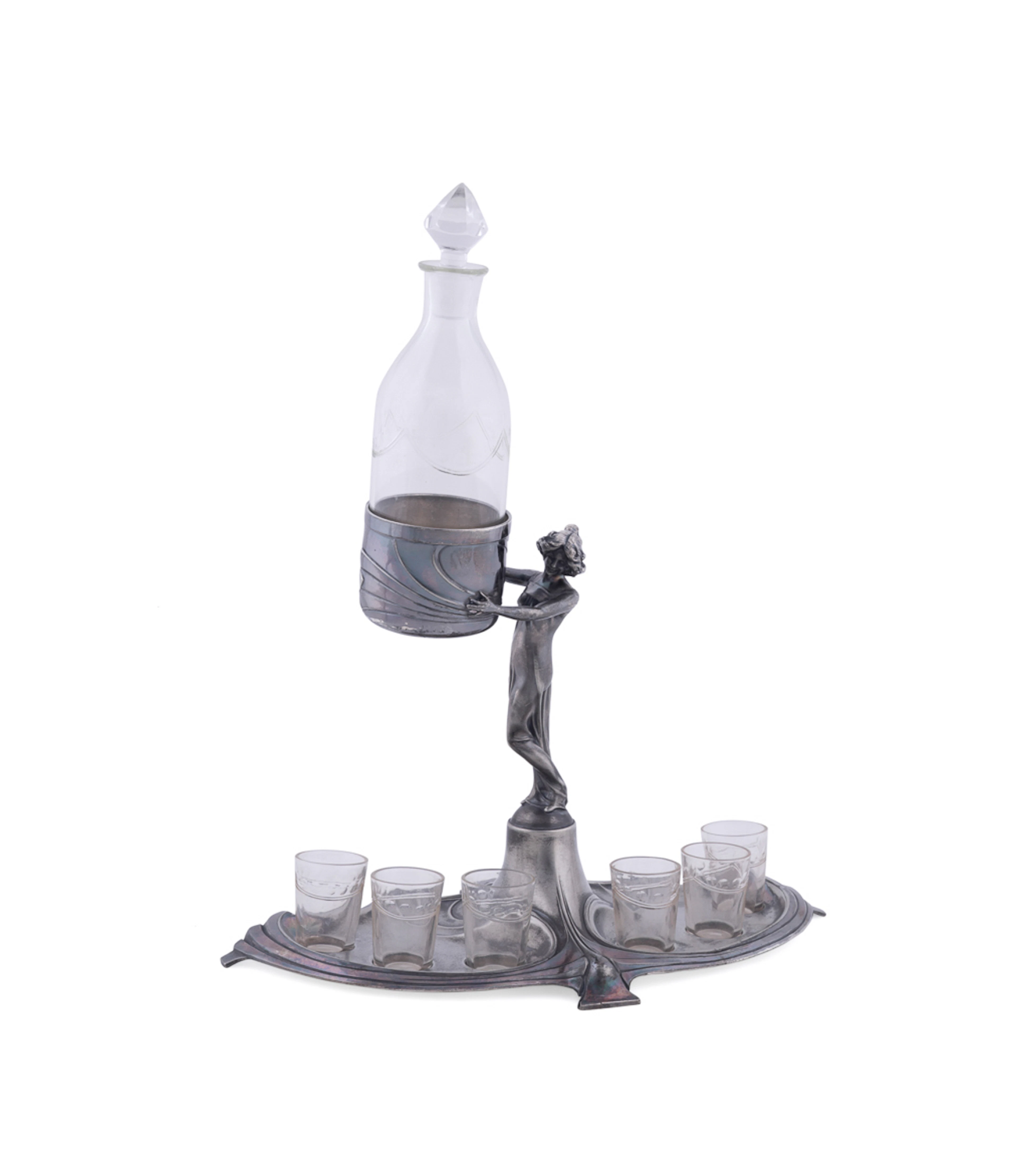 WMF Art Nouveau Silverplate Liquor Set, C. 1900