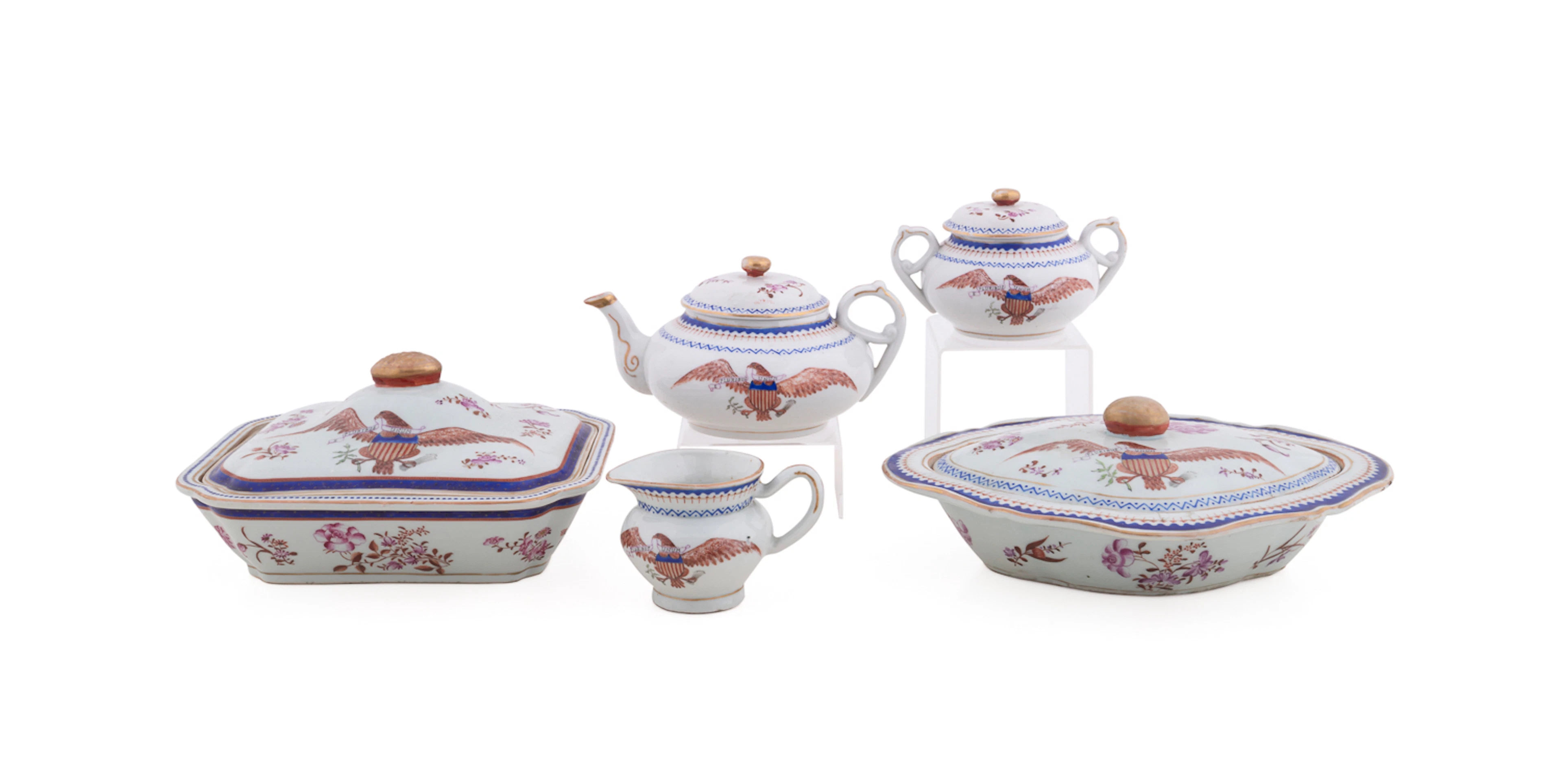 5PC Set of Chinese Export Eagle Motif Serving Ware