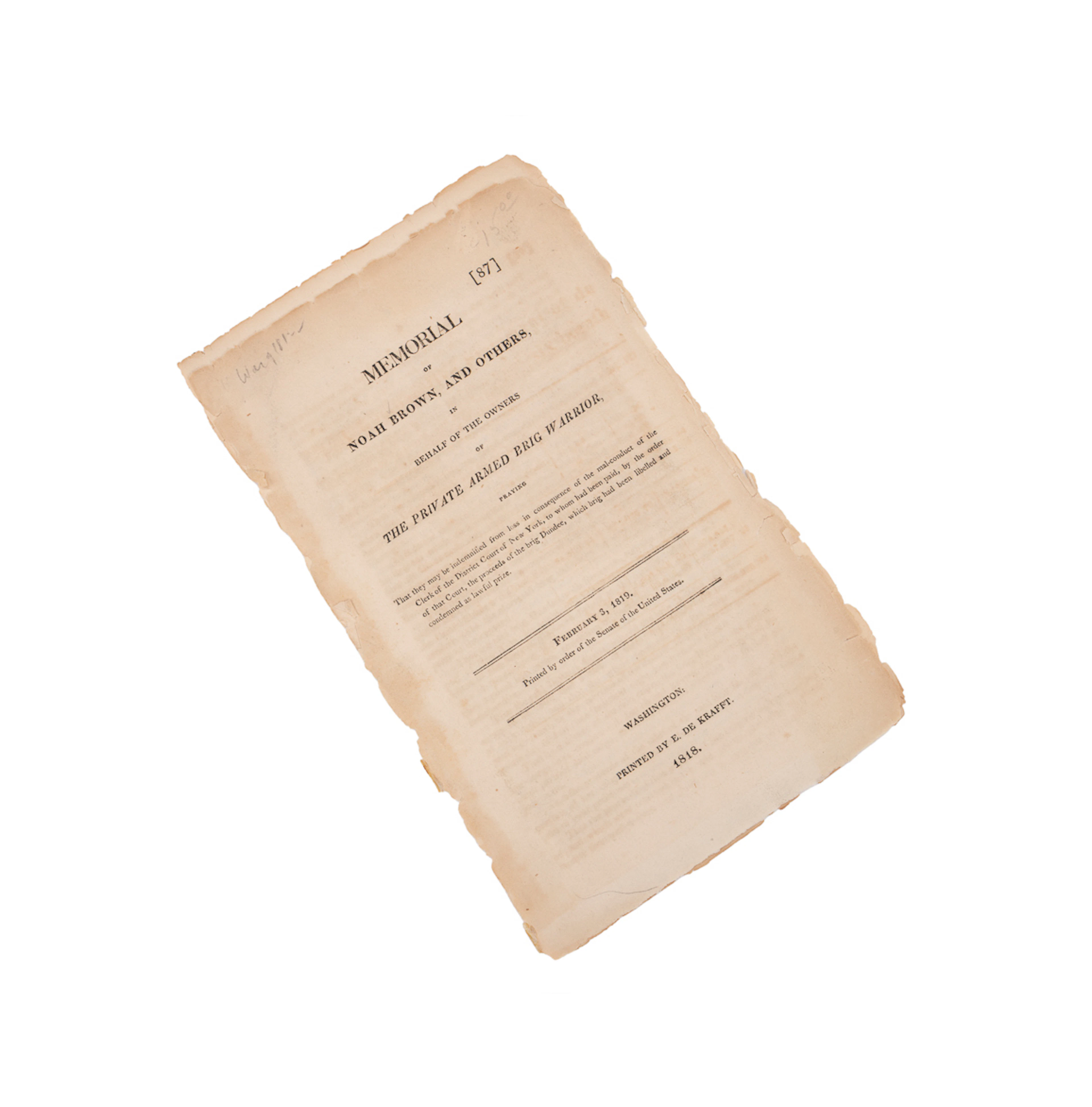 Noah Brown Memorial Congressional Pamphlet 1819