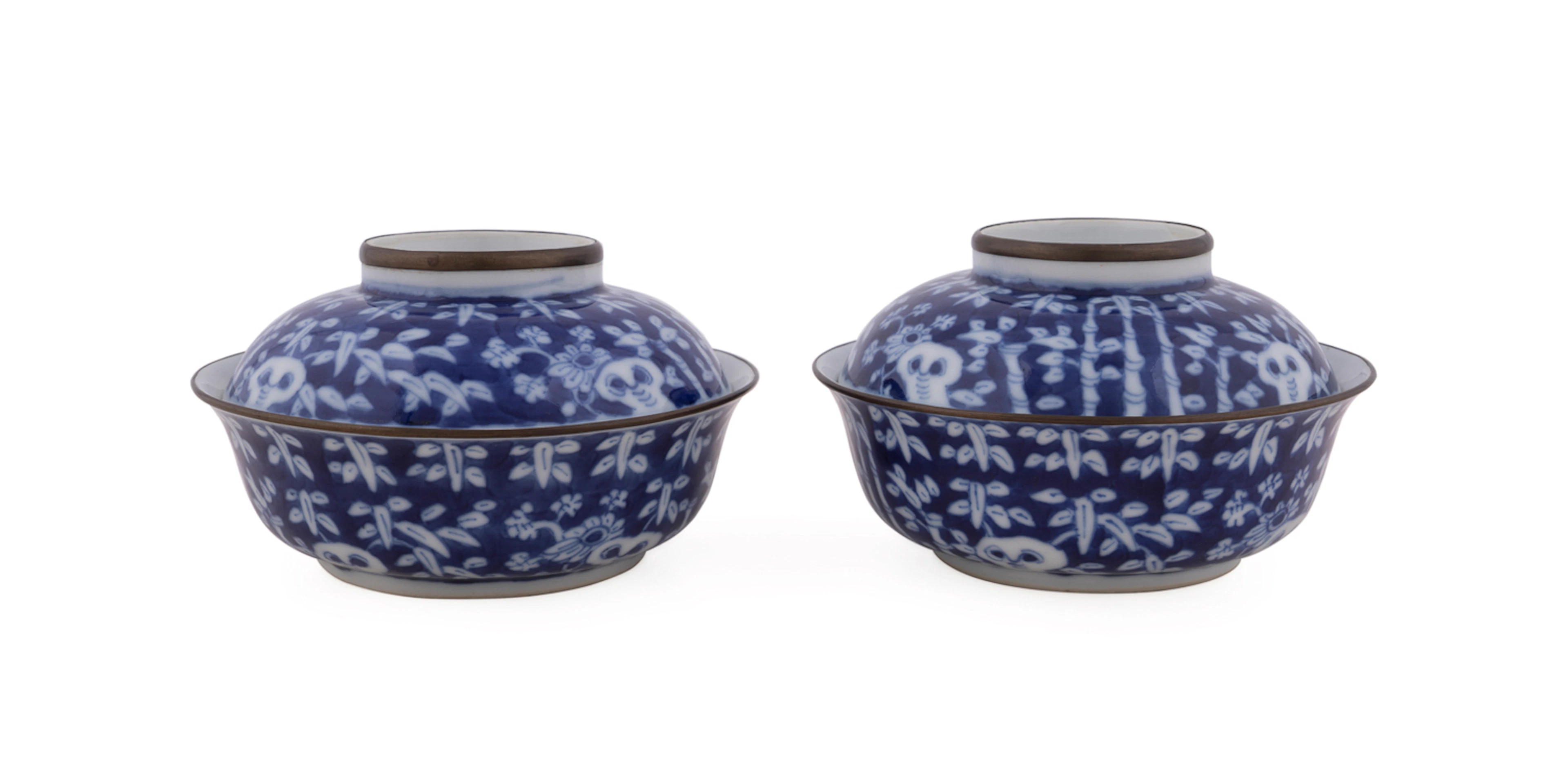 PR. Blue and White Covered Porcelain Bowls