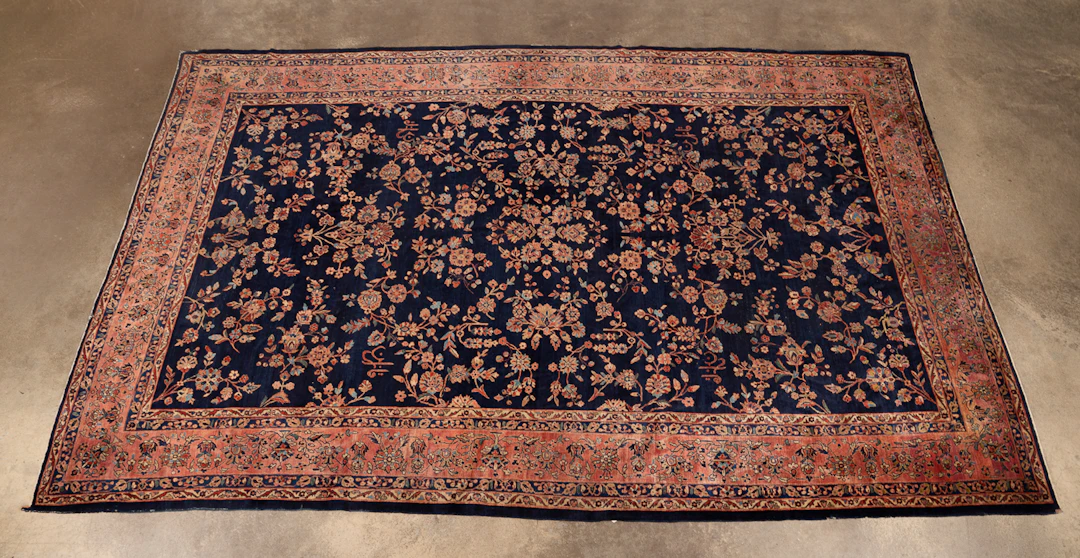 Persian Sarouk Rug, 20th C., Blue/Salmon/Beige