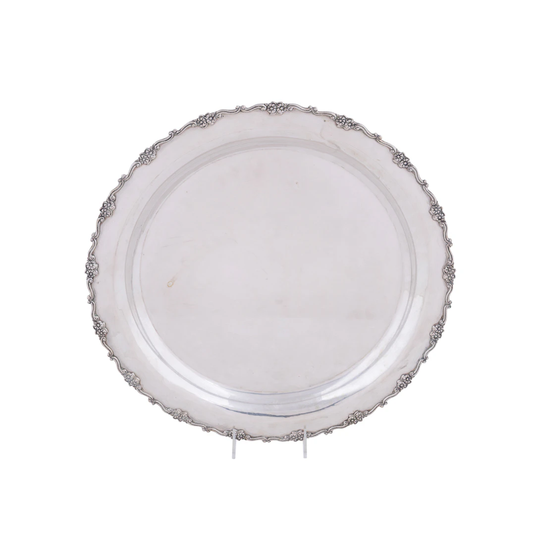 Large Coin Silver Circular Platter, 20th Century, Continental
